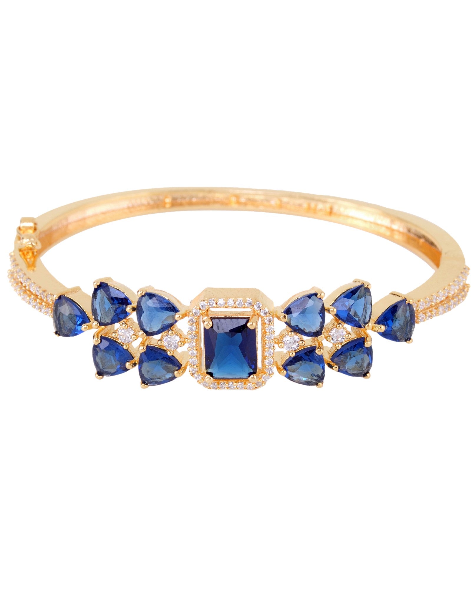 Gold plated Blue AD studded handcrafted stylish Bracelet for Women & Girls