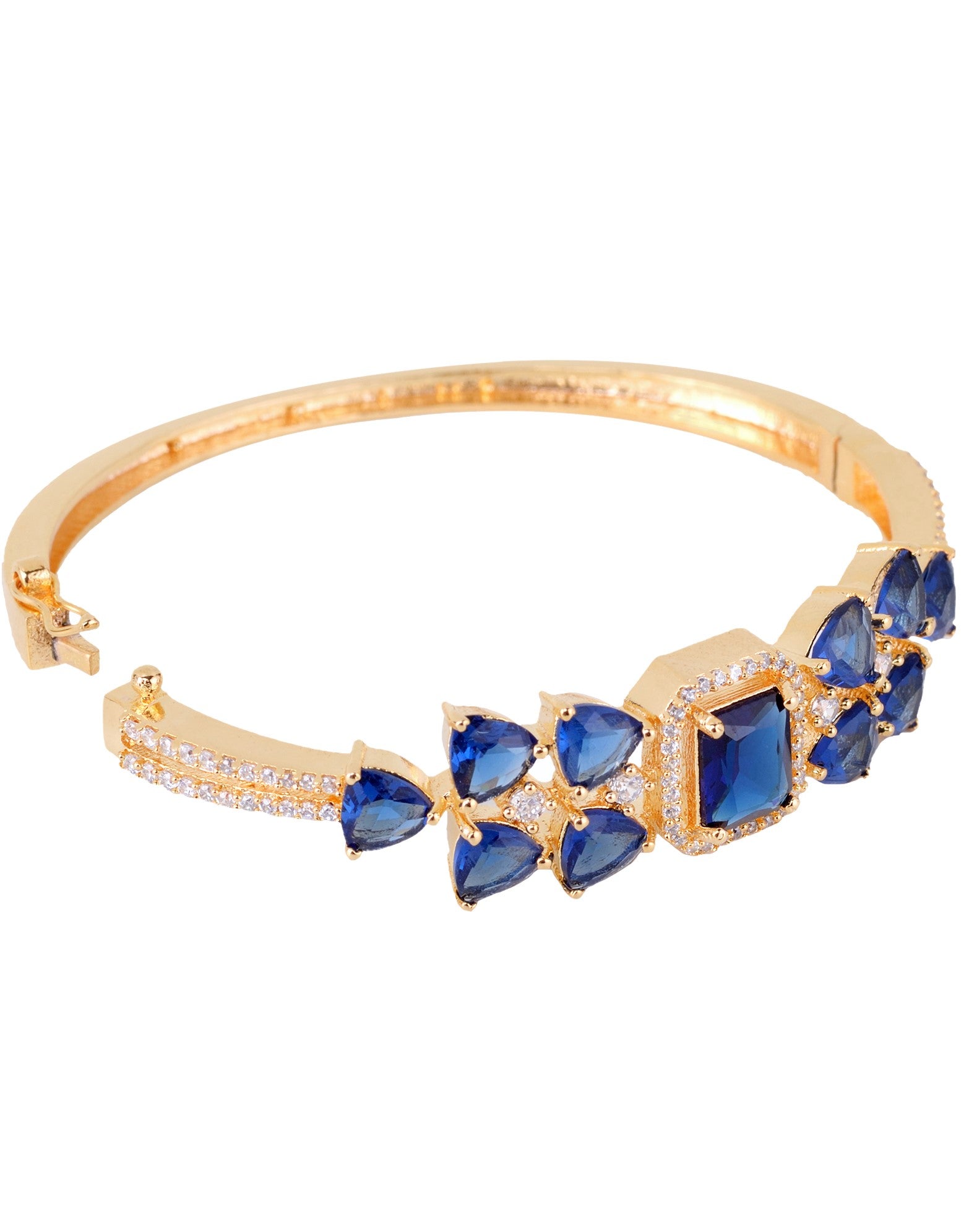 Gold plated Blue AD studded handcrafted stylish Bracelet for Women & Girls