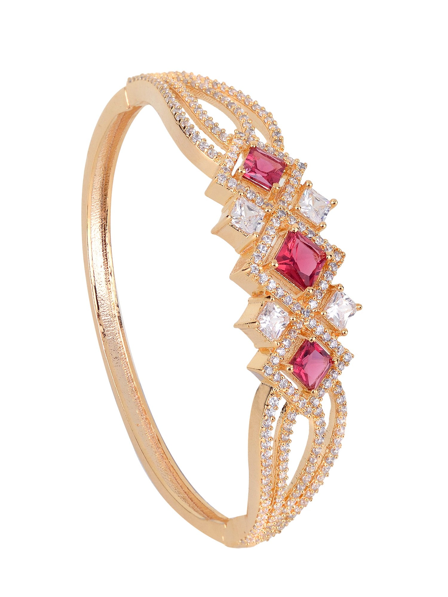 Gold plated Ruby AD studded handcrafted stylish Bracelet for Women & Girls