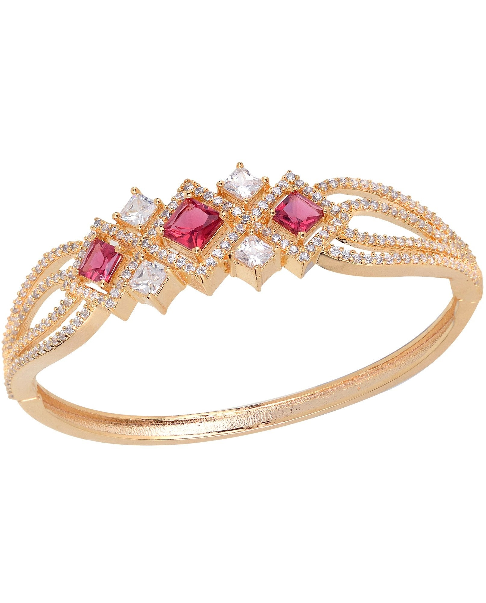 Gold plated Ruby AD studded handcrafted stylish Bracelet for Women & Girls