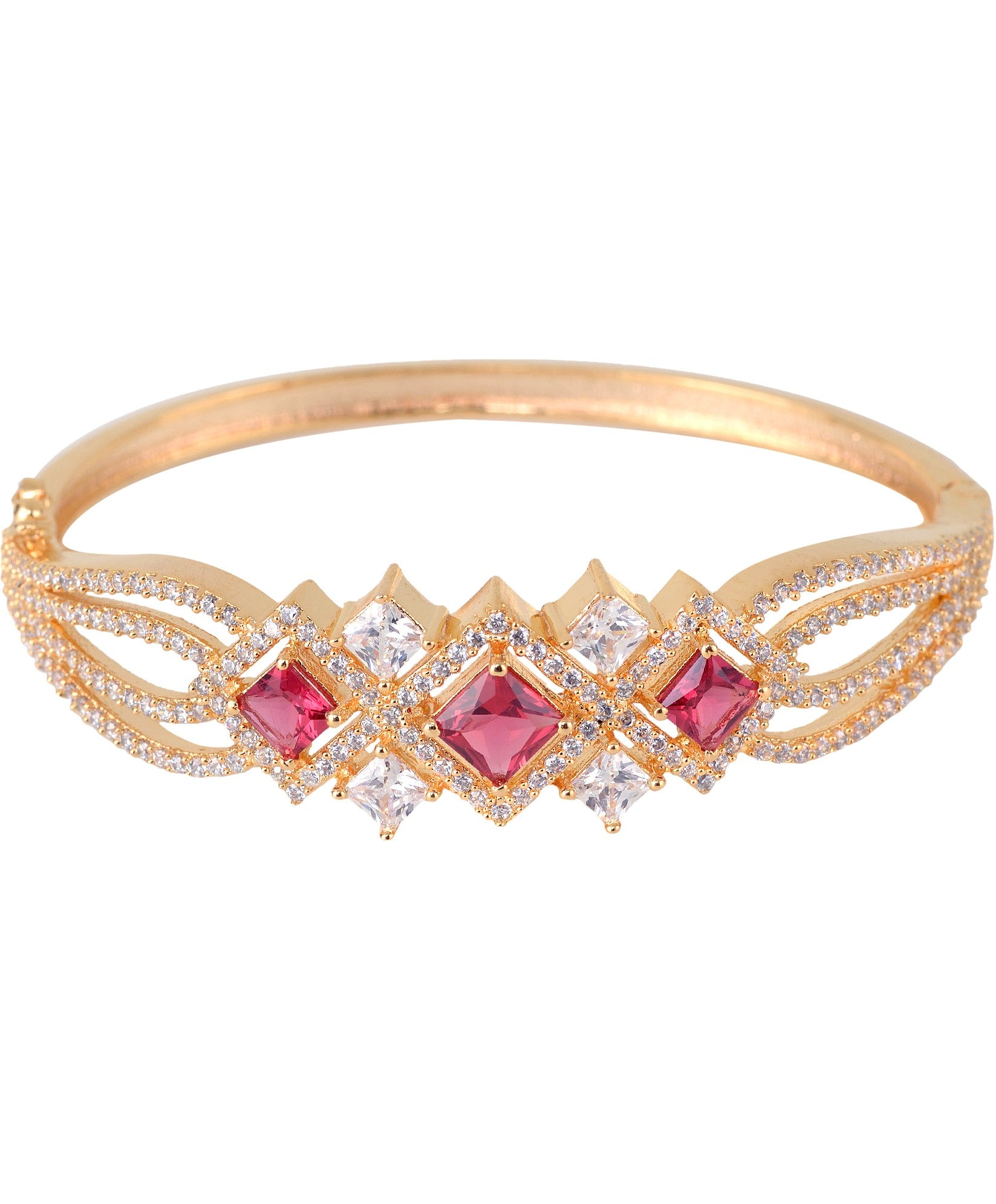 Gold plated Ruby AD studded handcrafted stylish Bracelet for Women & Girls