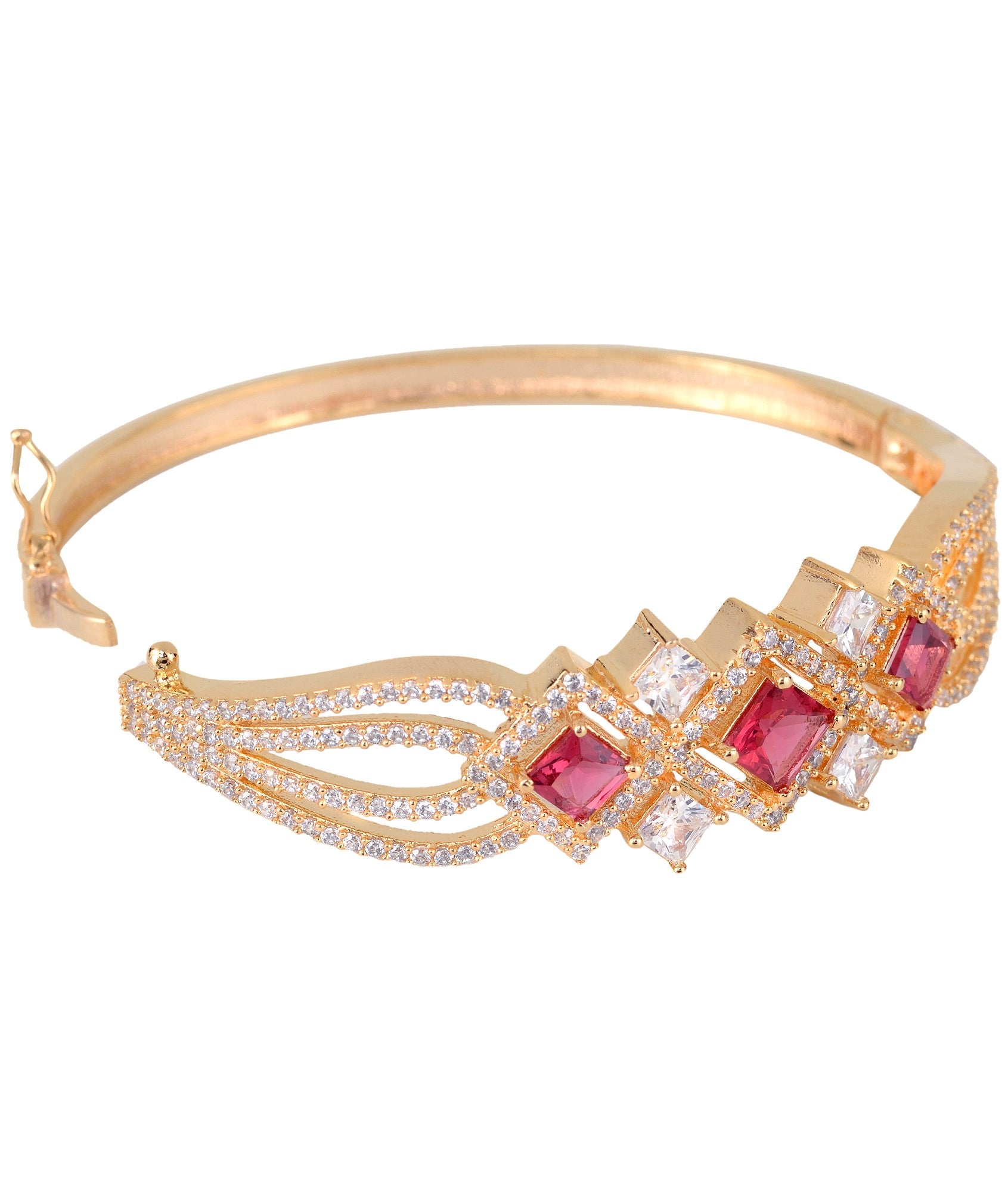 Gold plated Ruby AD studded handcrafted stylish Bracelet for Women & Girls