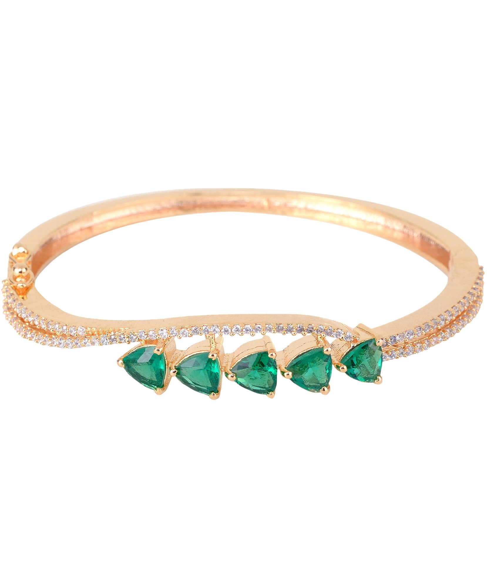 Gold plated Green AD Handcrafted Bracelet for Women & Girls
