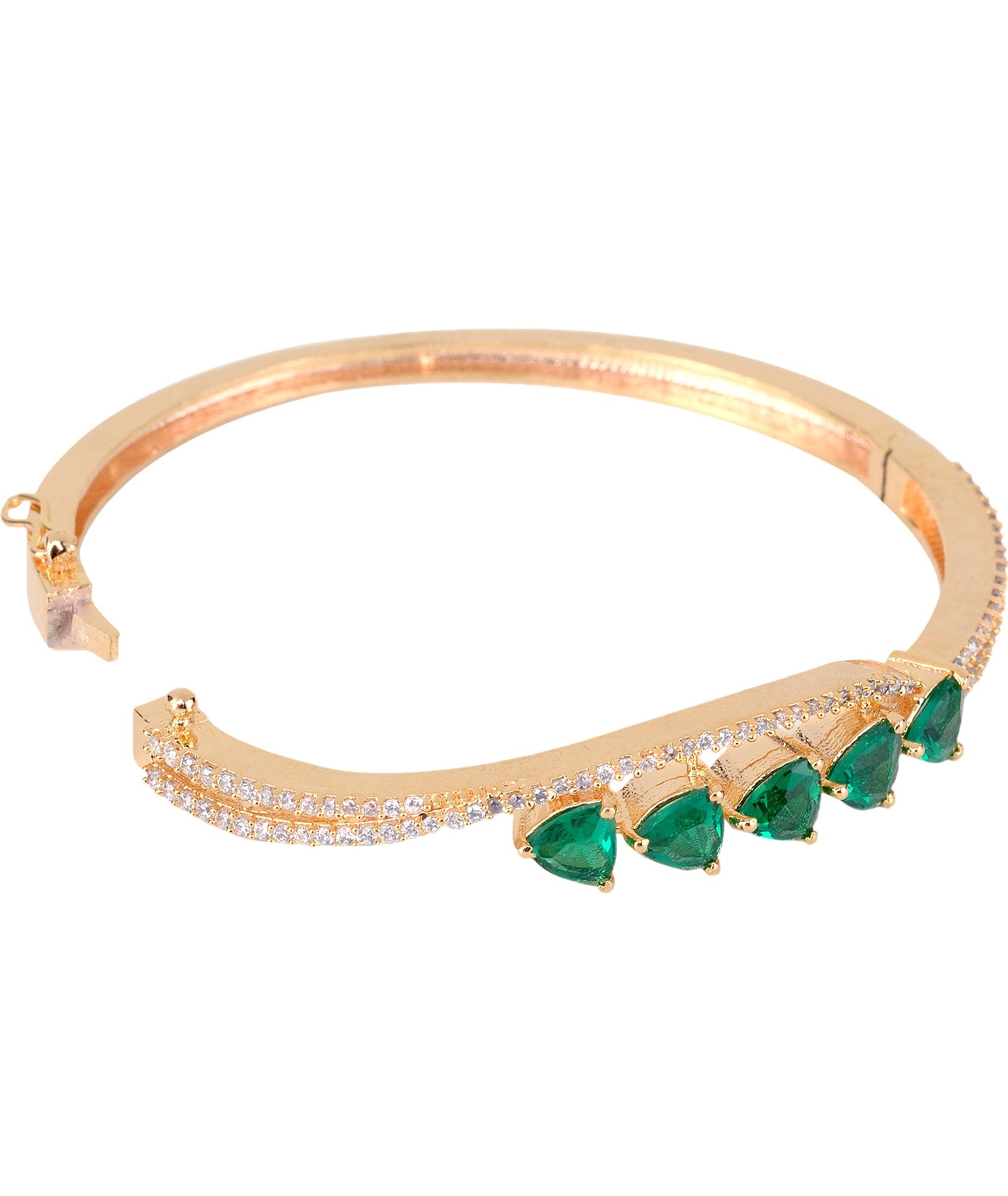 Gold plated Green AD Handcrafted Bracelet for Women & Girls