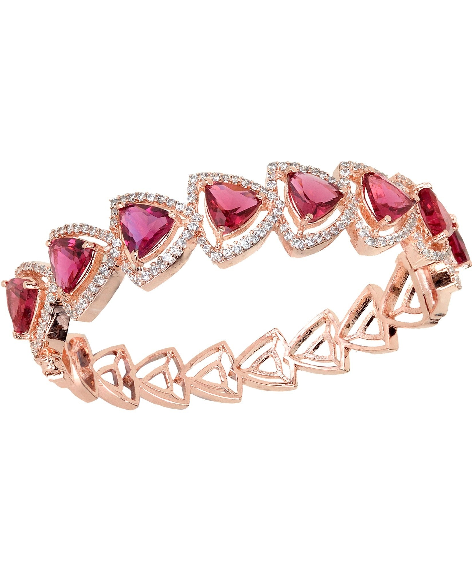 Rose Gold plated Ruby AD designer Handcrafted Bracelet for Women & Girls