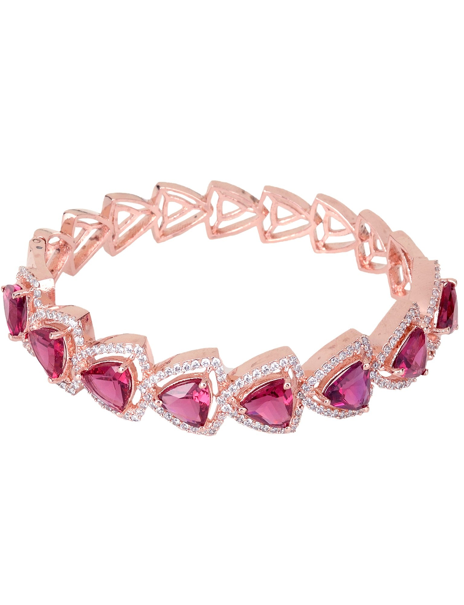 Rose Gold plated Ruby AD designer Handcrafted Bracelet for Women & Girls