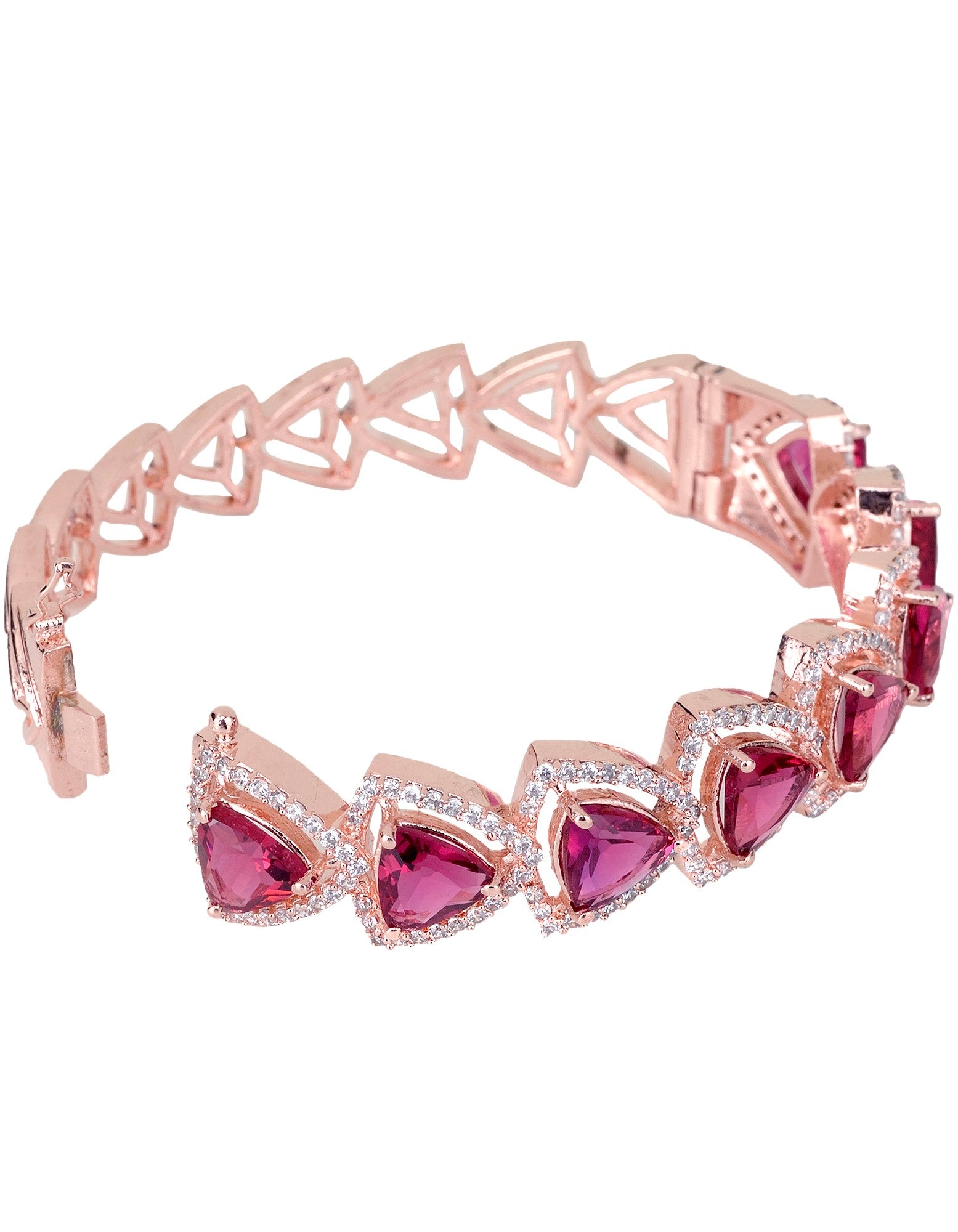 Rose Gold plated Ruby AD designer Handcrafted Bracelet for Women & Girls