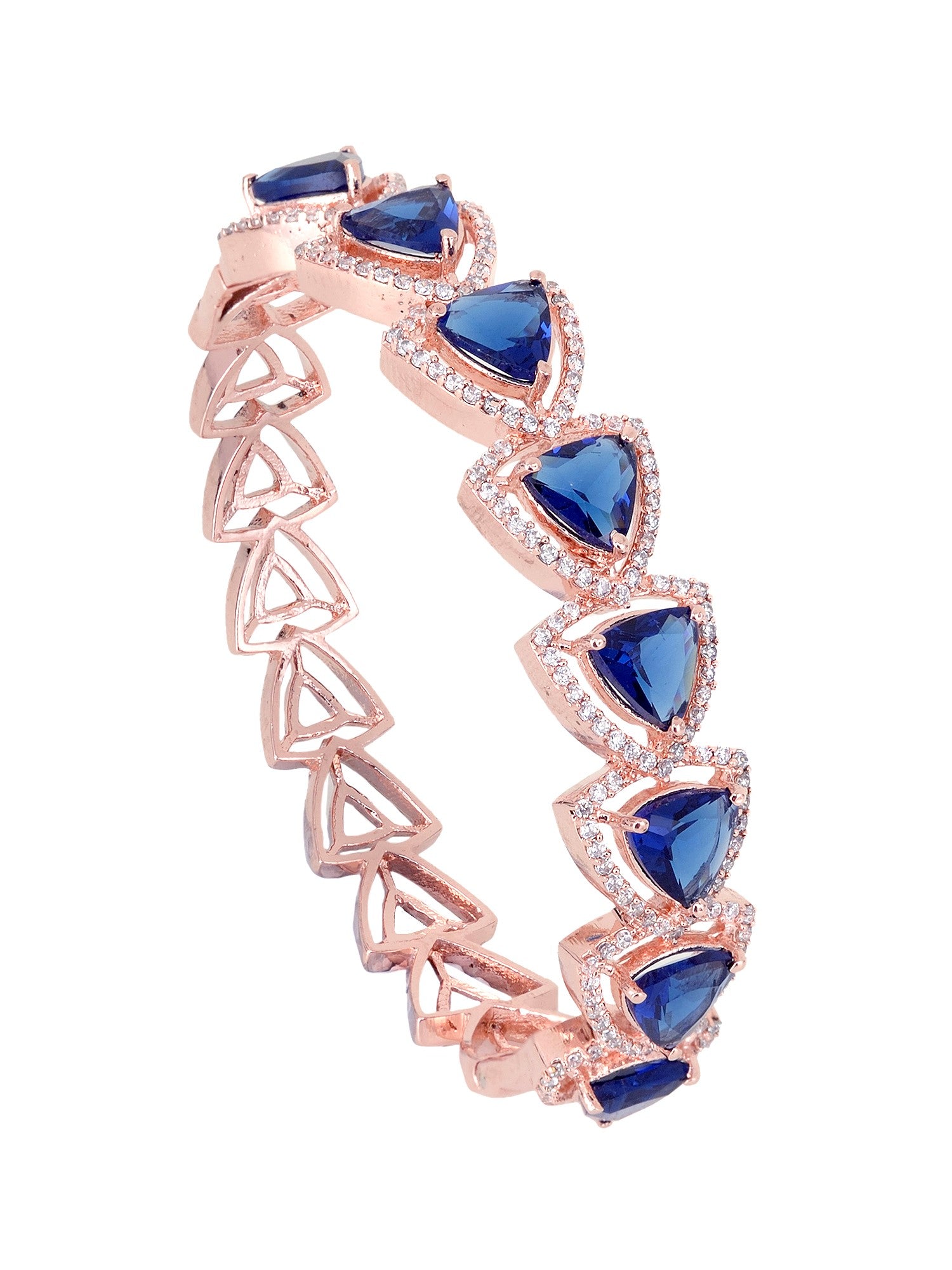 Rose Gold plated Blue AD designer Handcrafted Bracelet for Women & Girls