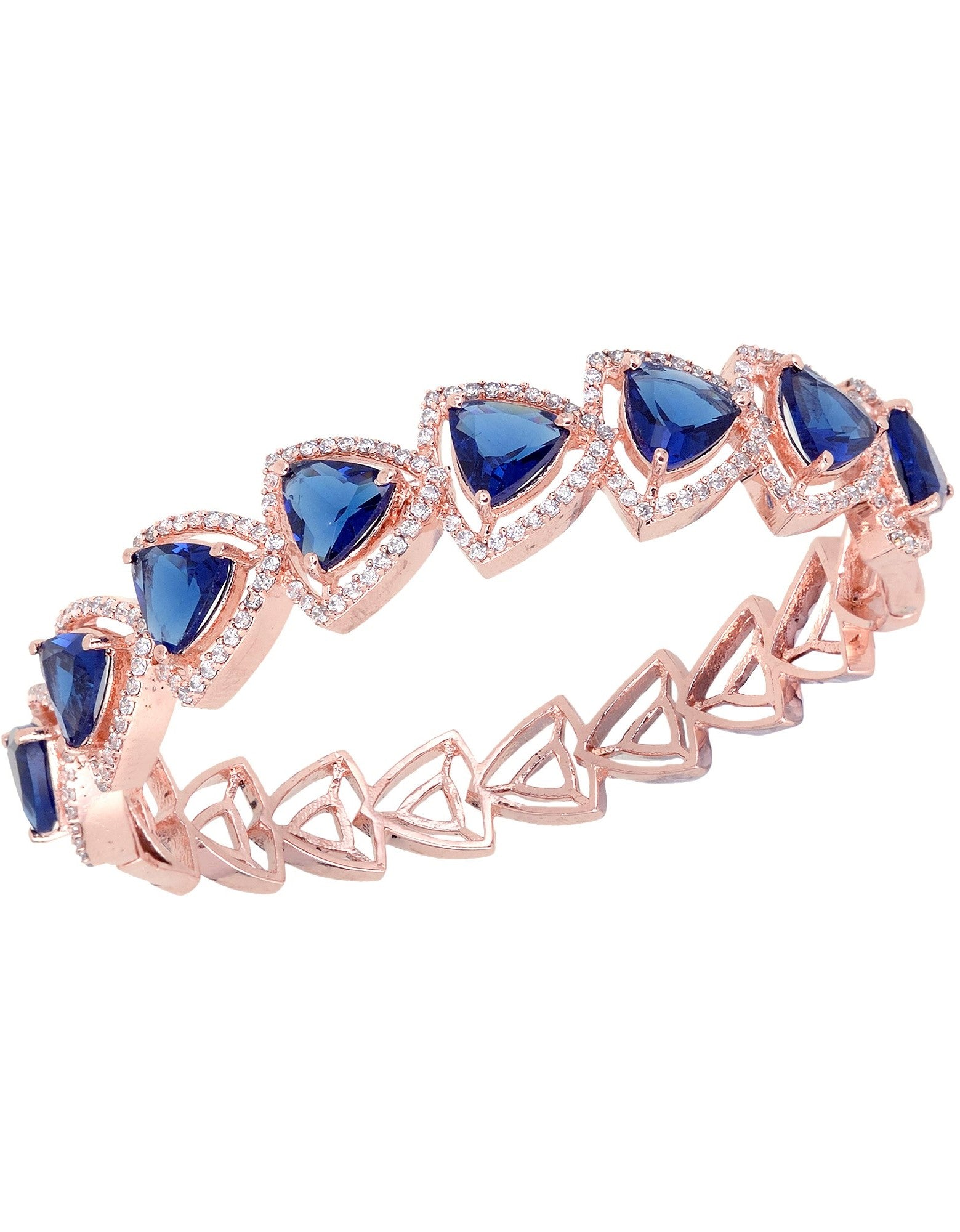 Rose Gold plated Blue AD designer Handcrafted Bracelet for Women & Girls