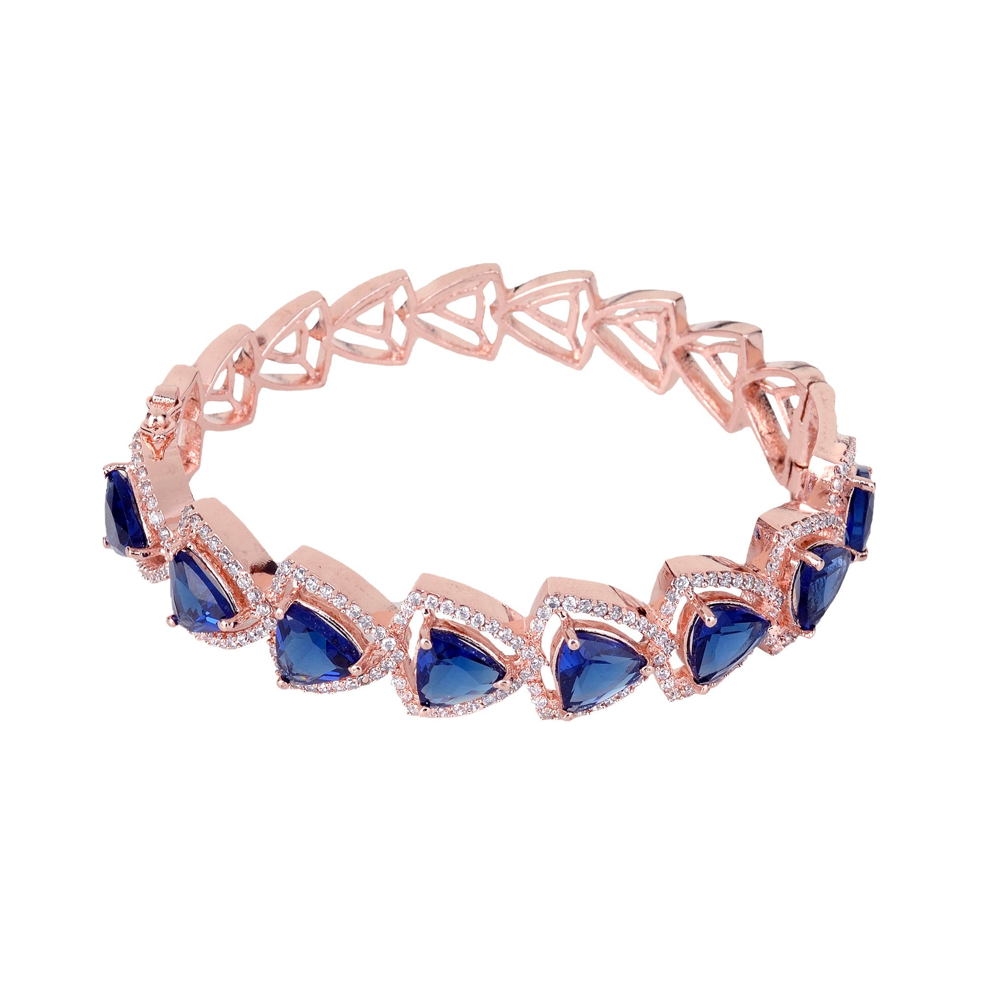 Rose Gold plated Blue AD designer Handcrafted Bracelet for Women & Girls