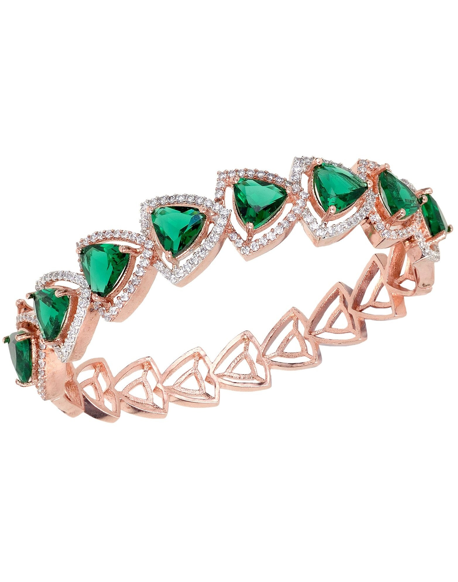 Rose Gold plated Green AD designer Handcrafted Bracelet for Women & Girls