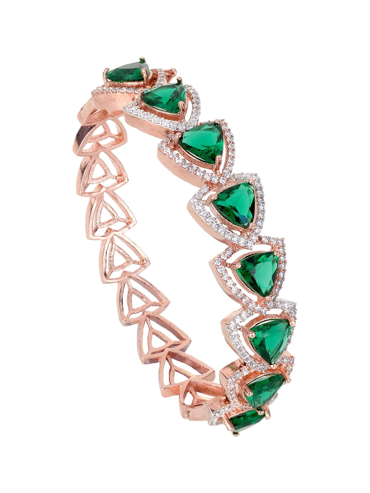 Rose Gold plated Green AD designer Handcrafted Bracelet for Women & Girls