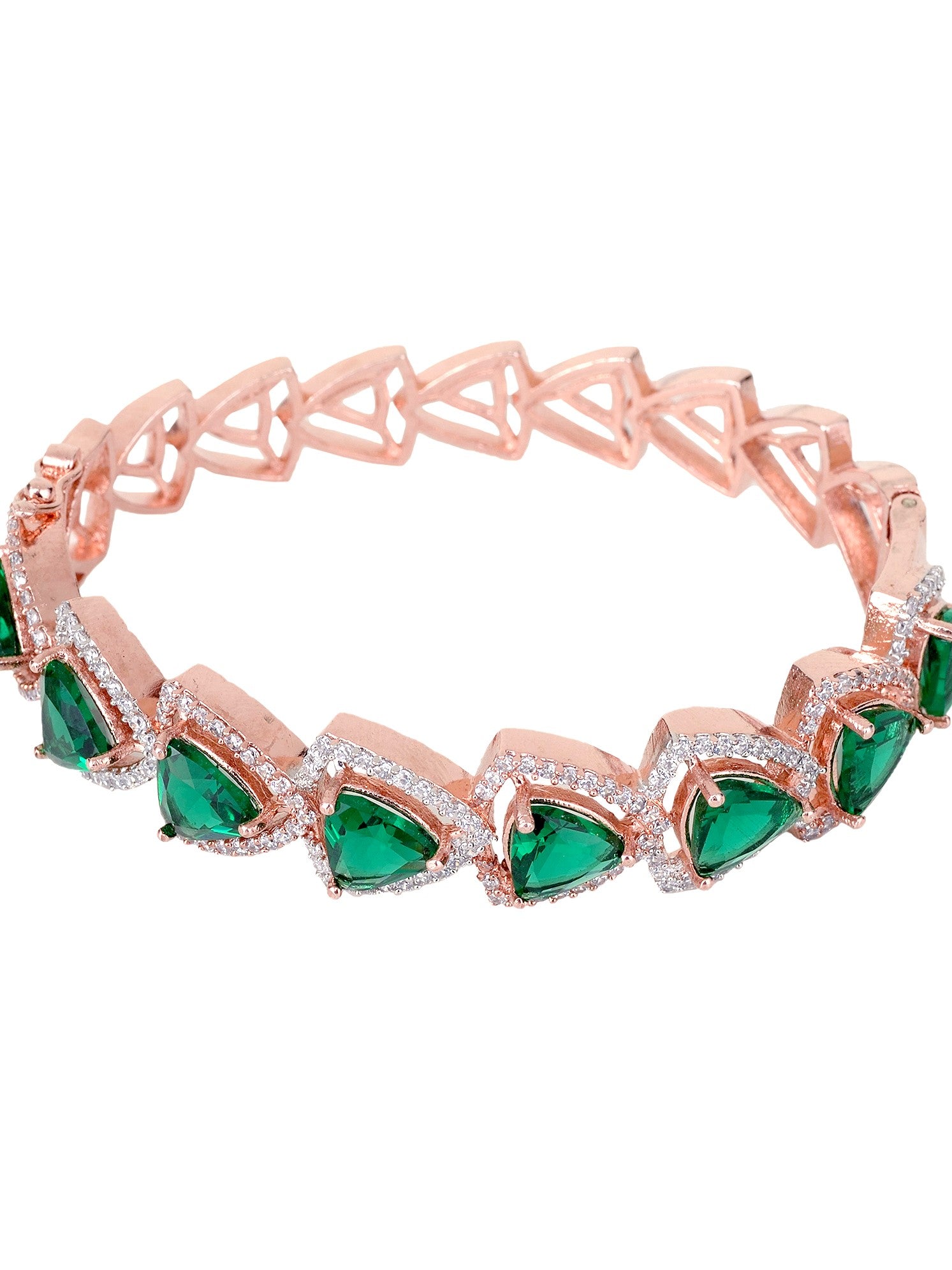 Rose Gold plated Green AD designer Handcrafted Bracelet for Women & Girls