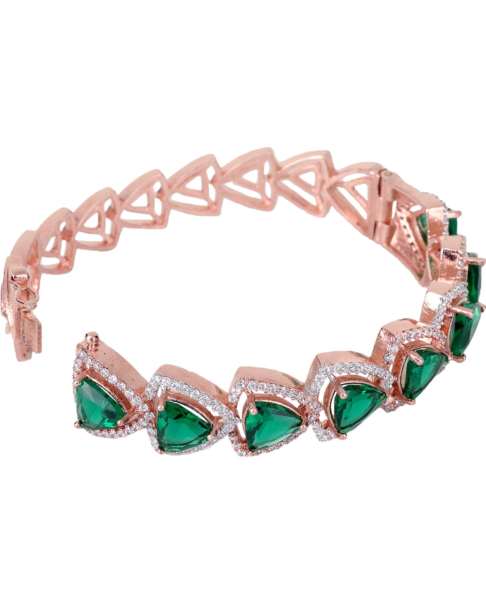 Rose Gold plated Green AD designer Handcrafted Bracelet for Women & Girls