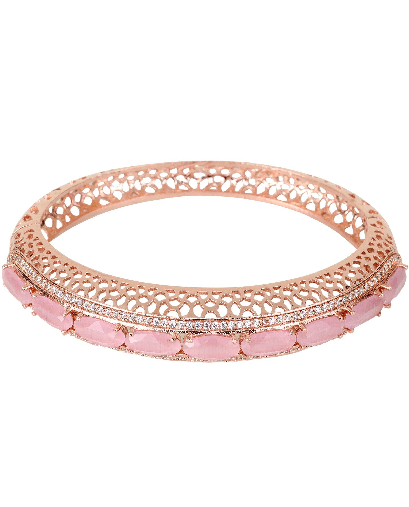 Rose Gold plated Pink AD stylish Handcrafted Bracelet for Women & Girls