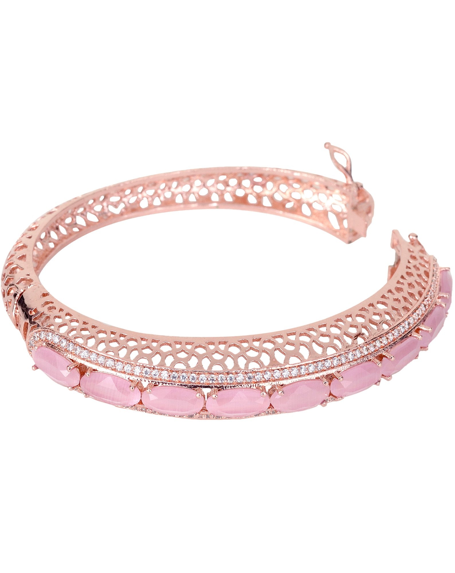 Rose Gold plated Pink AD stylish Handcrafted Bracelet for Women & Girls
