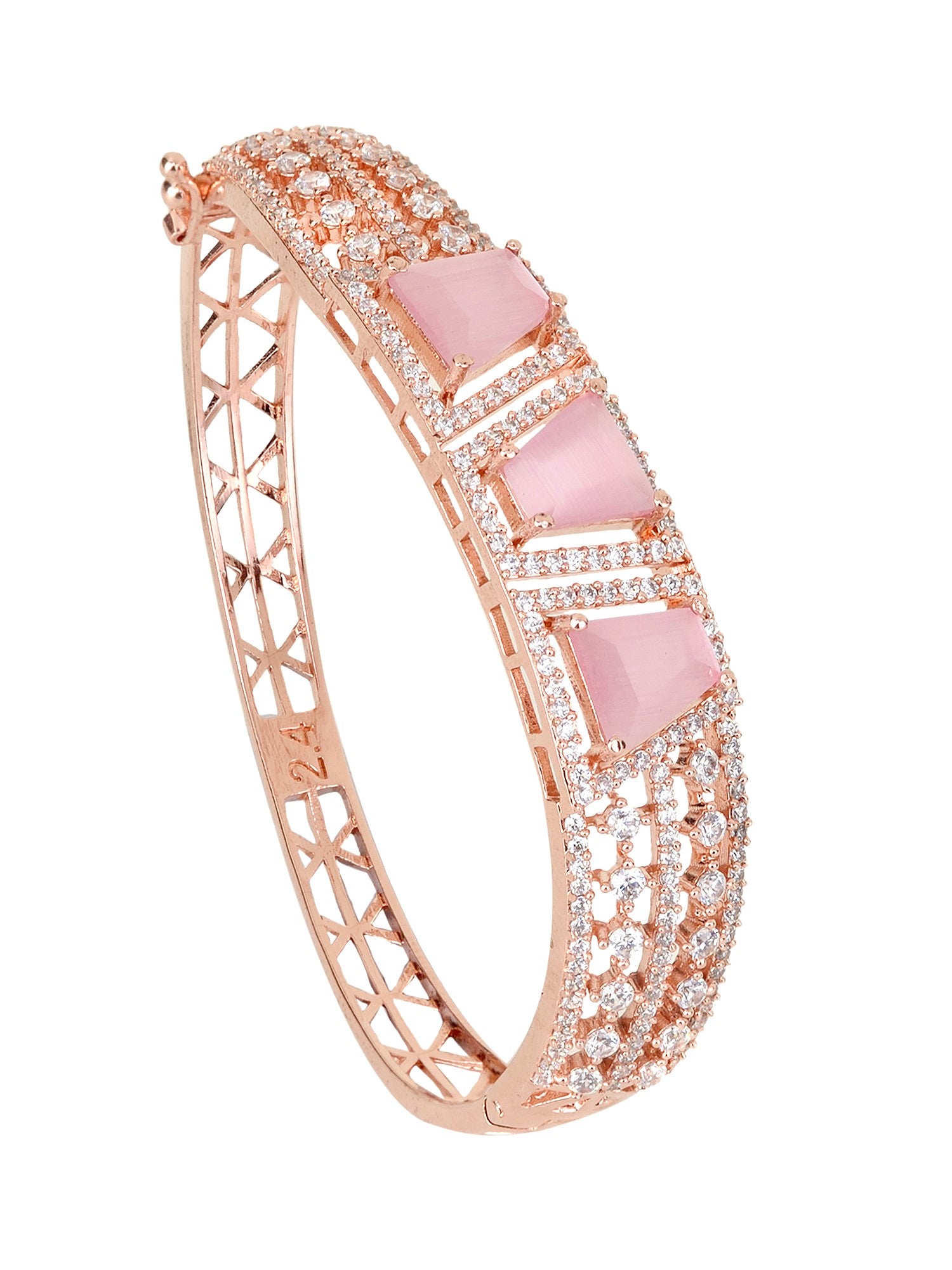 Rose Gold plated Pink AD Handcrafted Bracelet for Women & Girls
