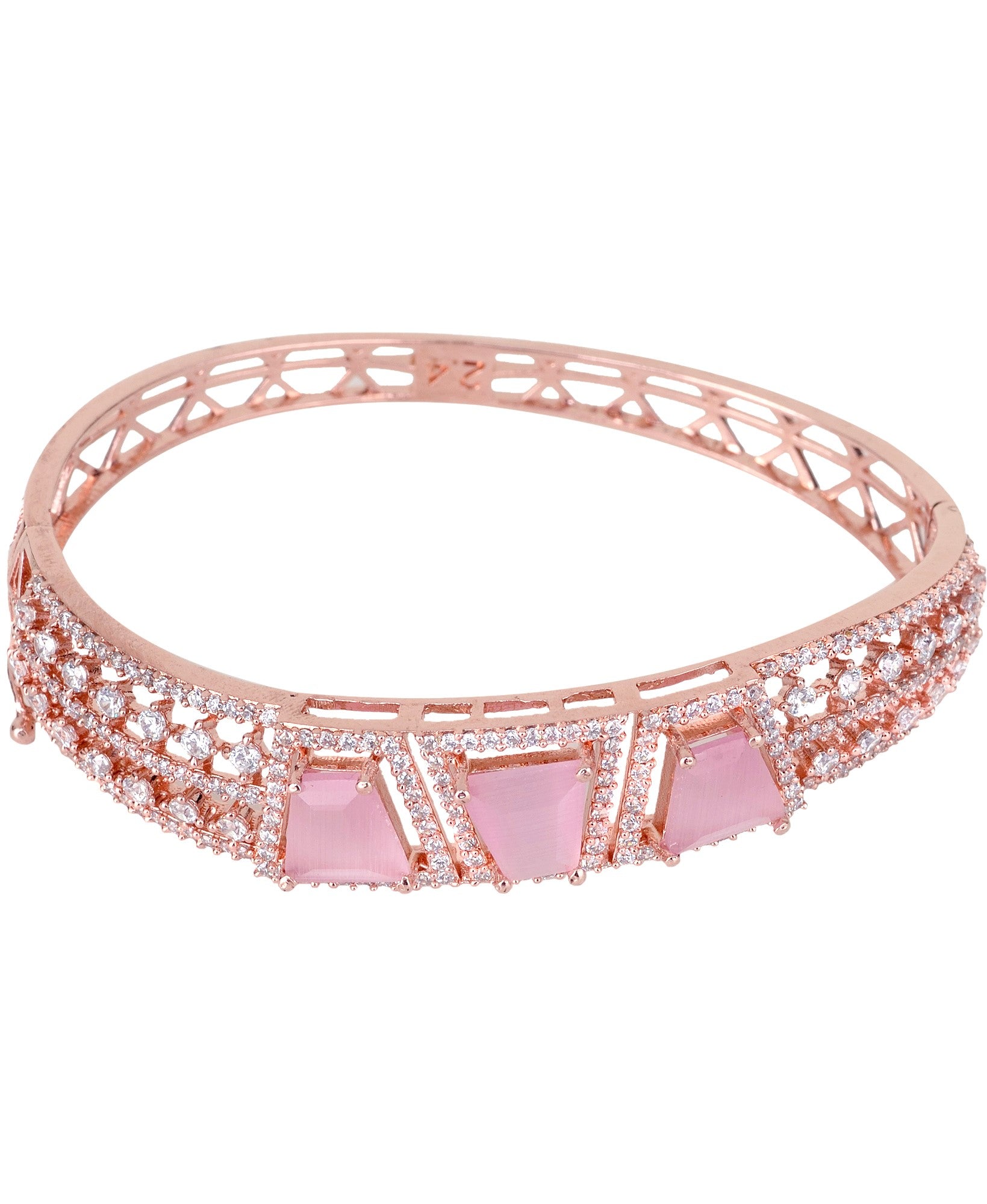 Rose Gold plated Pink AD Handcrafted Bracelet for Women & Girls