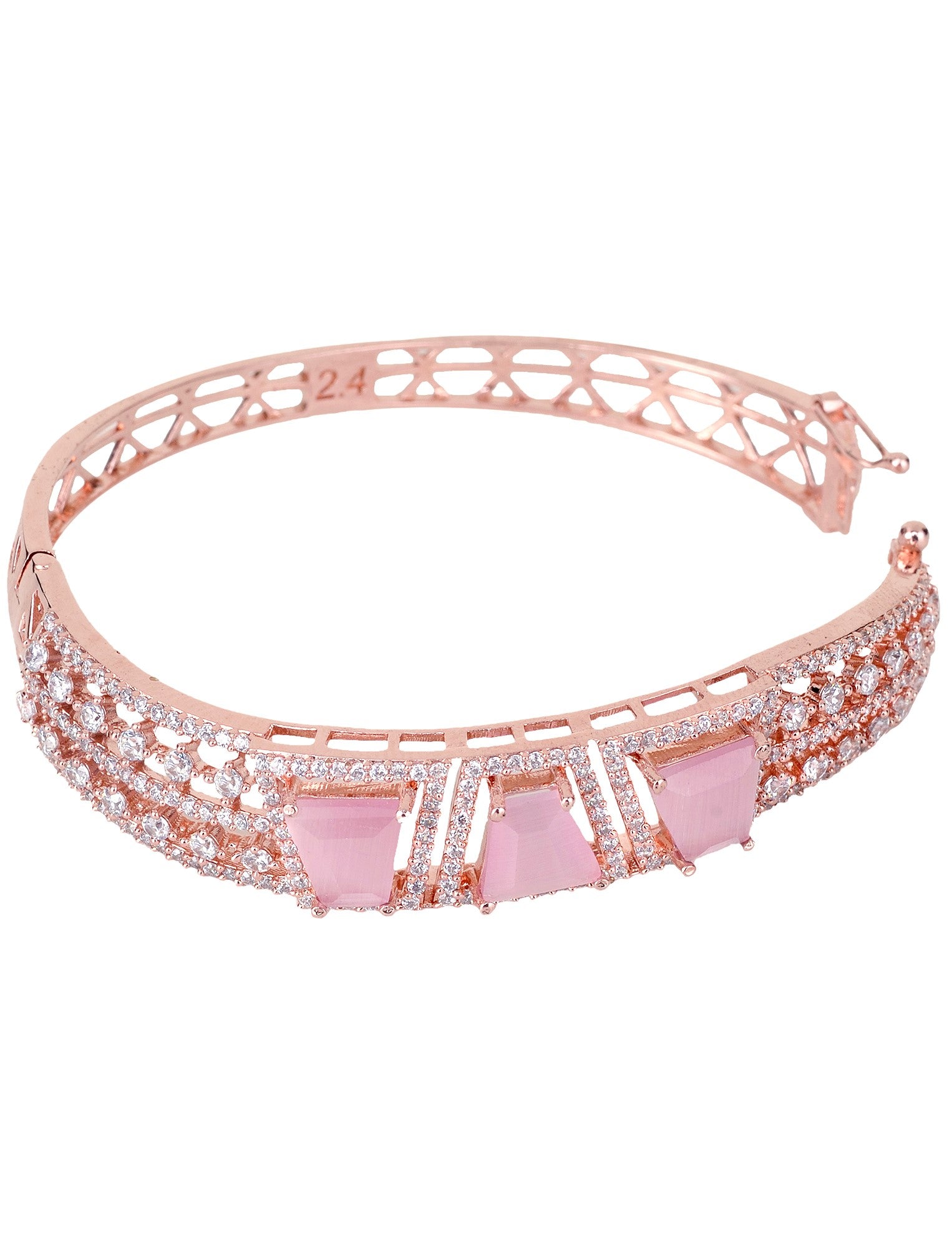 Rose Gold plated Pink AD Handcrafted Bracelet for Women & Girls