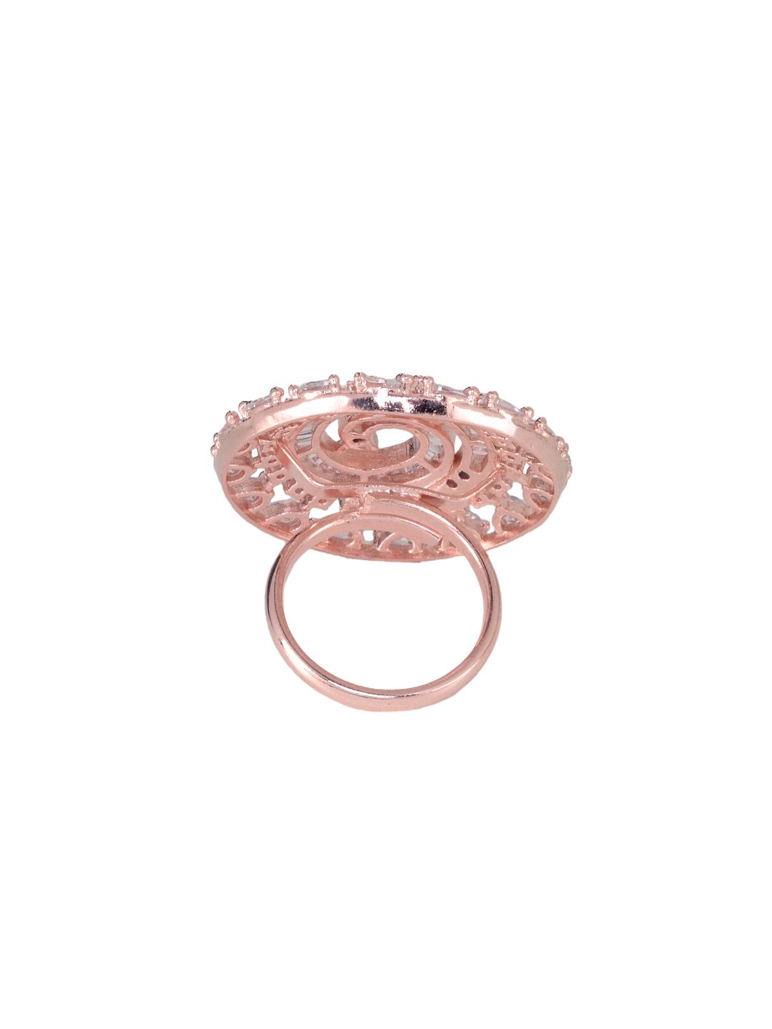 Rose Gold plated White AD studded handcrafted adjustable Ring for Women & Girls
