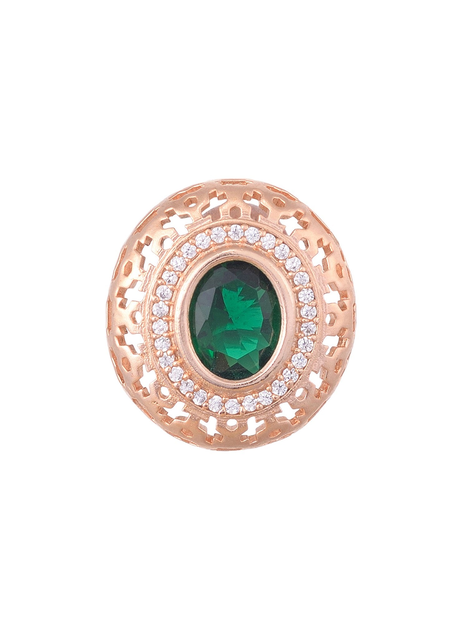 Royal Emerald Studs Rose gold plated AD handcrafted tops Green small earrings