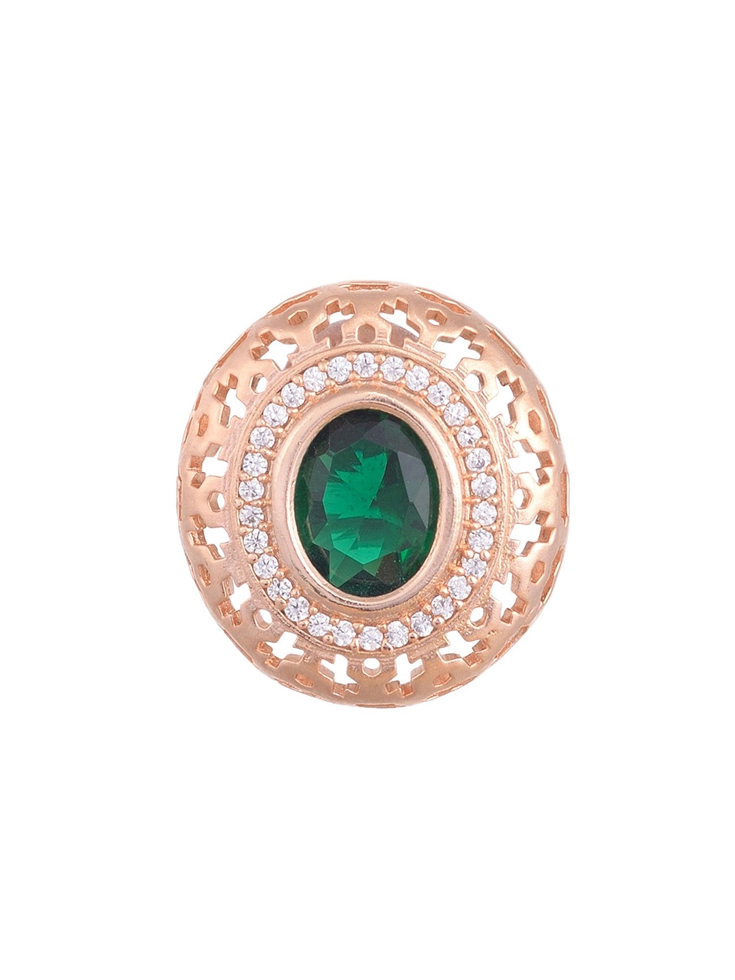 Royal Emerald Studs Rose gold plated AD handcrafted tops Green small earrings