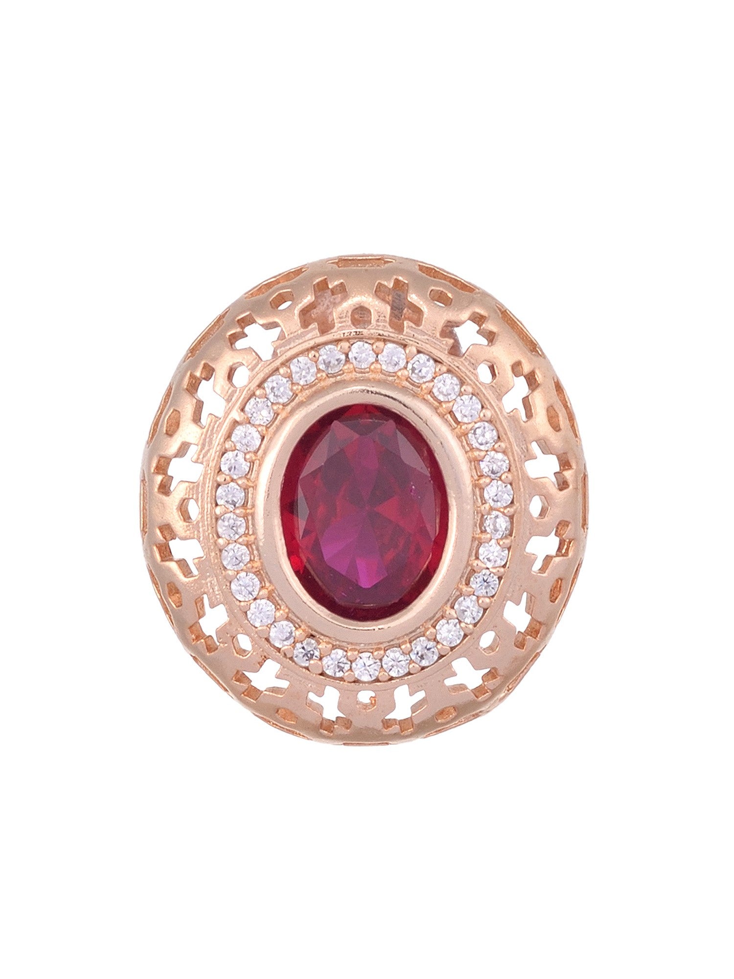 Royal Ruby Studs Rose gold plated AD handcrafted tops Red small earrings