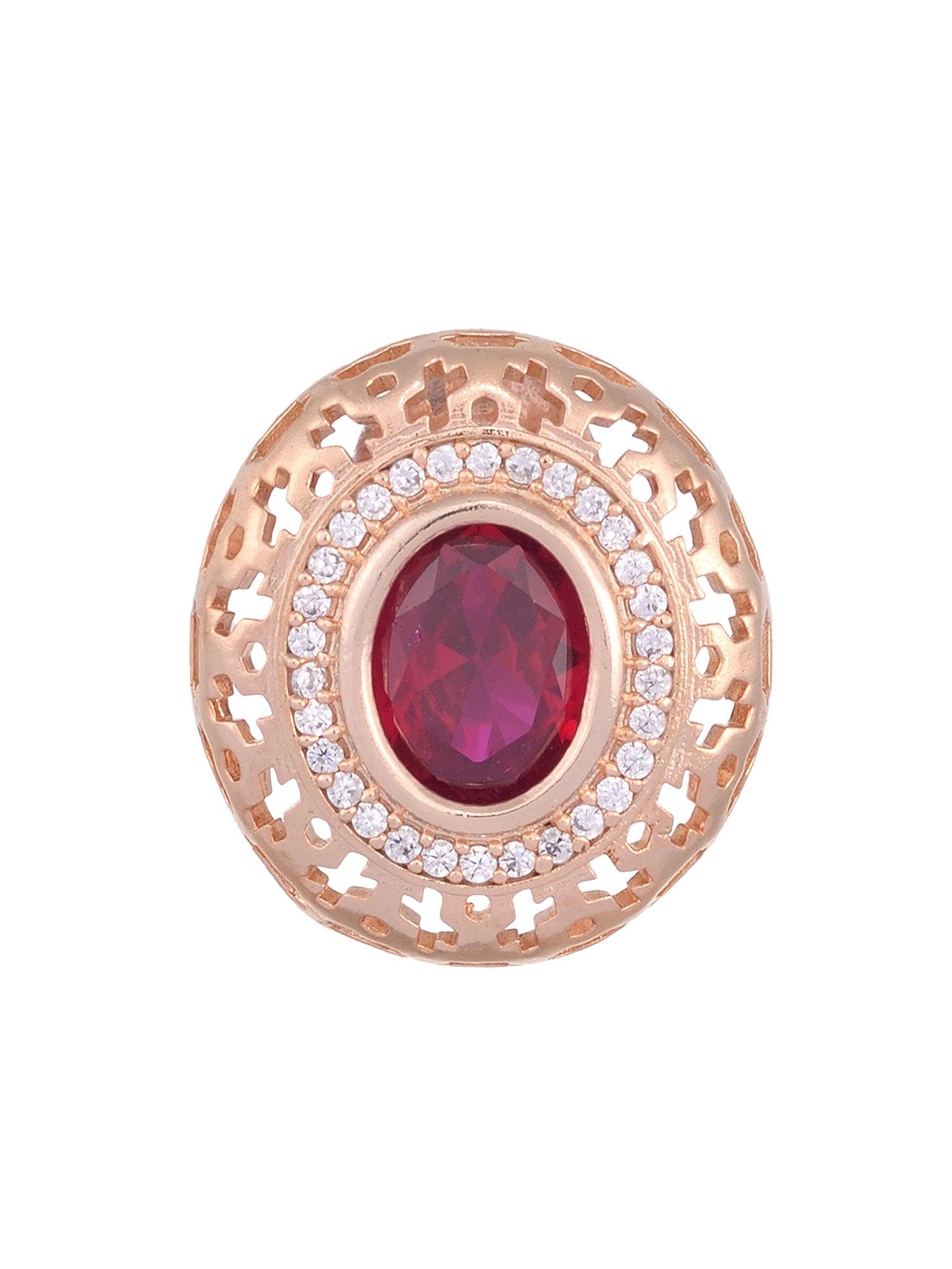 Royal Ruby Studs Rose gold plated AD handcrafted tops Red small earrings