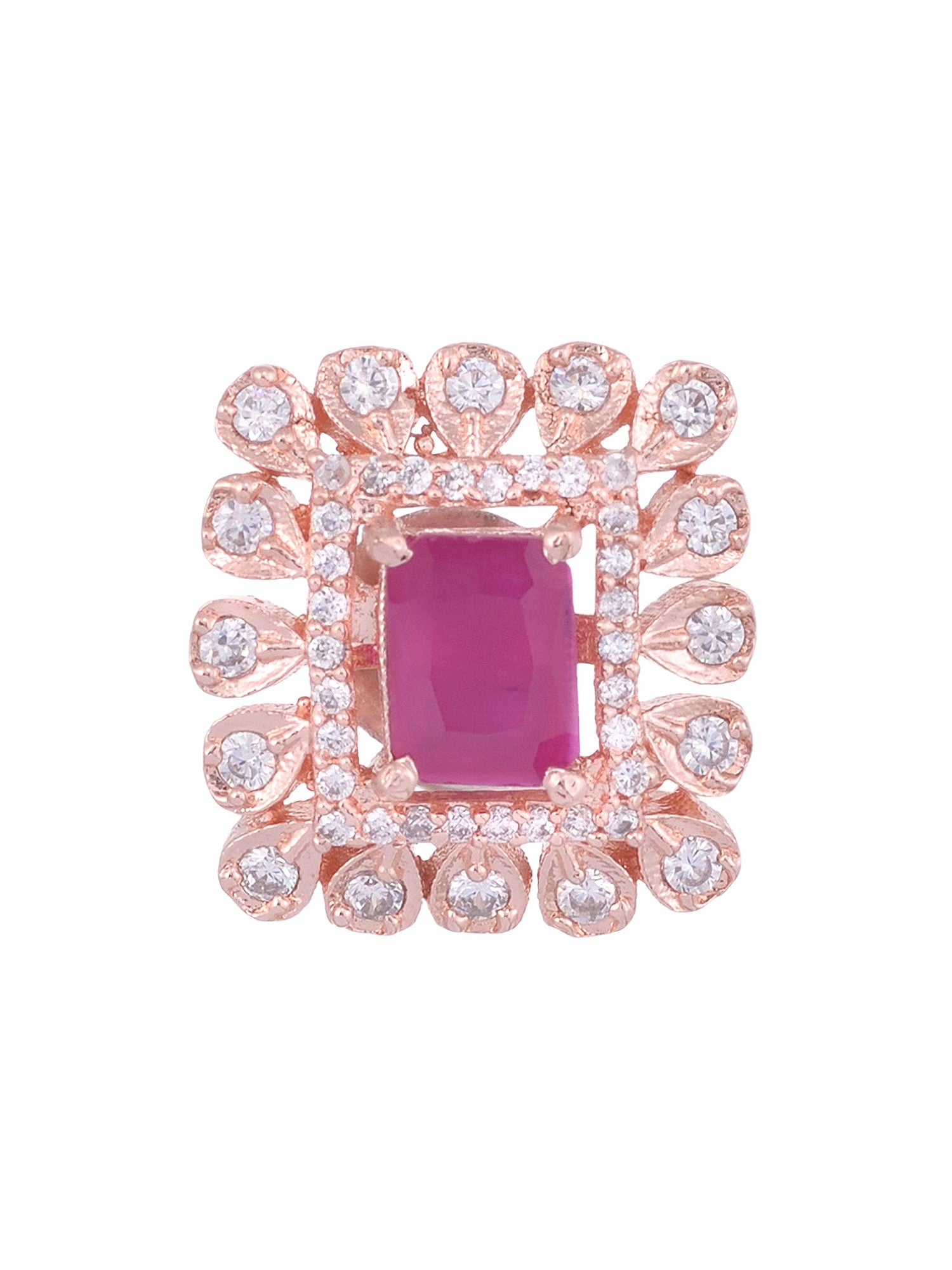 Modern Square shaped Pink Tops Rose gold plated studs AD studded small earrings