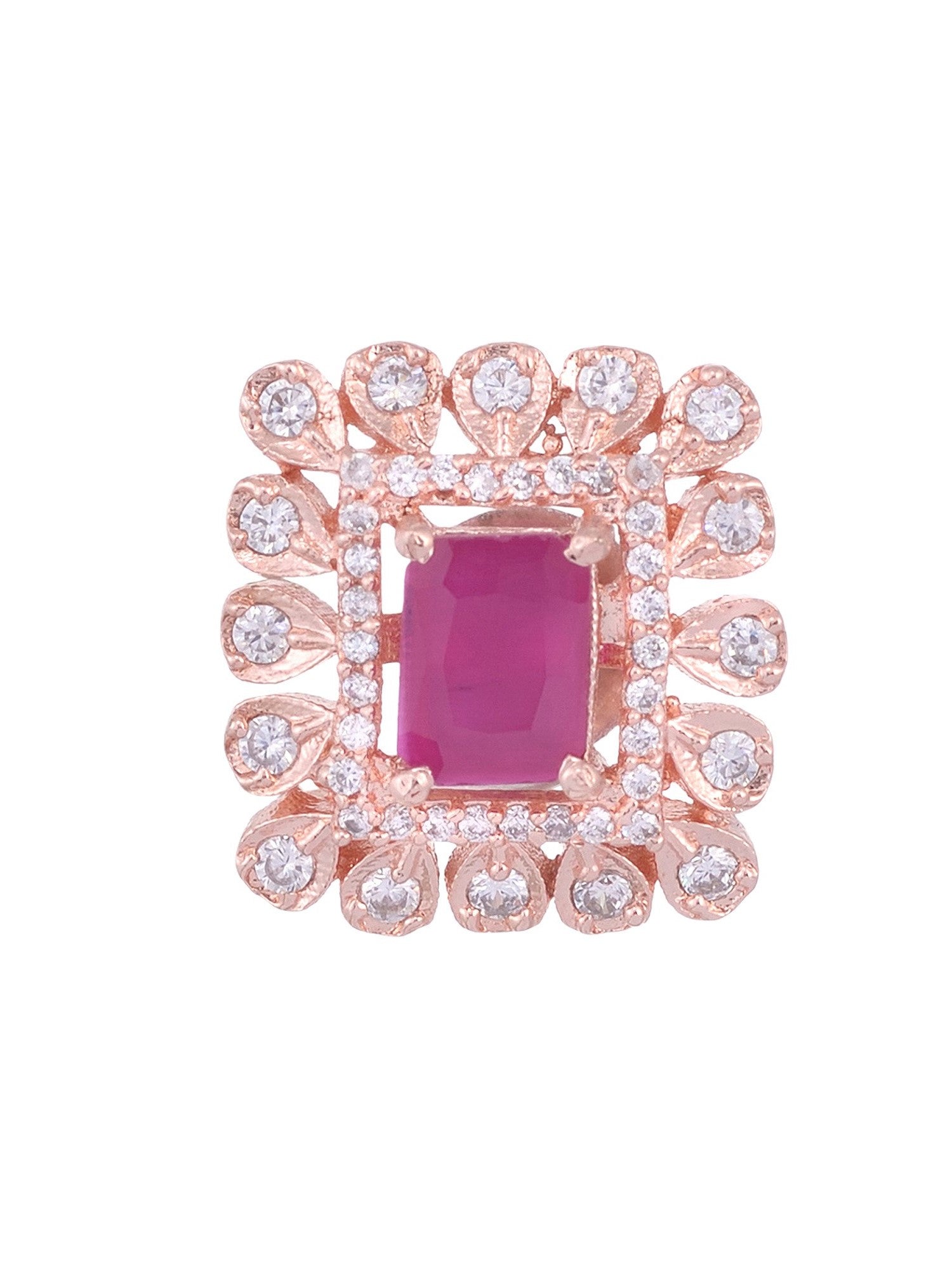 Modern Square shaped Pink Tops Rose gold plated studs AD studded small earrings