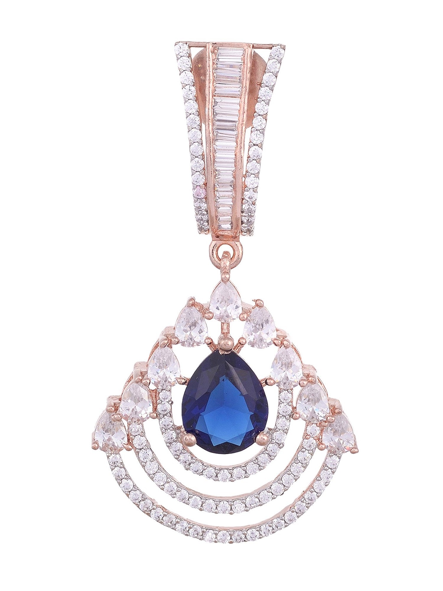 Modern Sapphire danglers Blue drop earrings AD studded Rose gold plated
