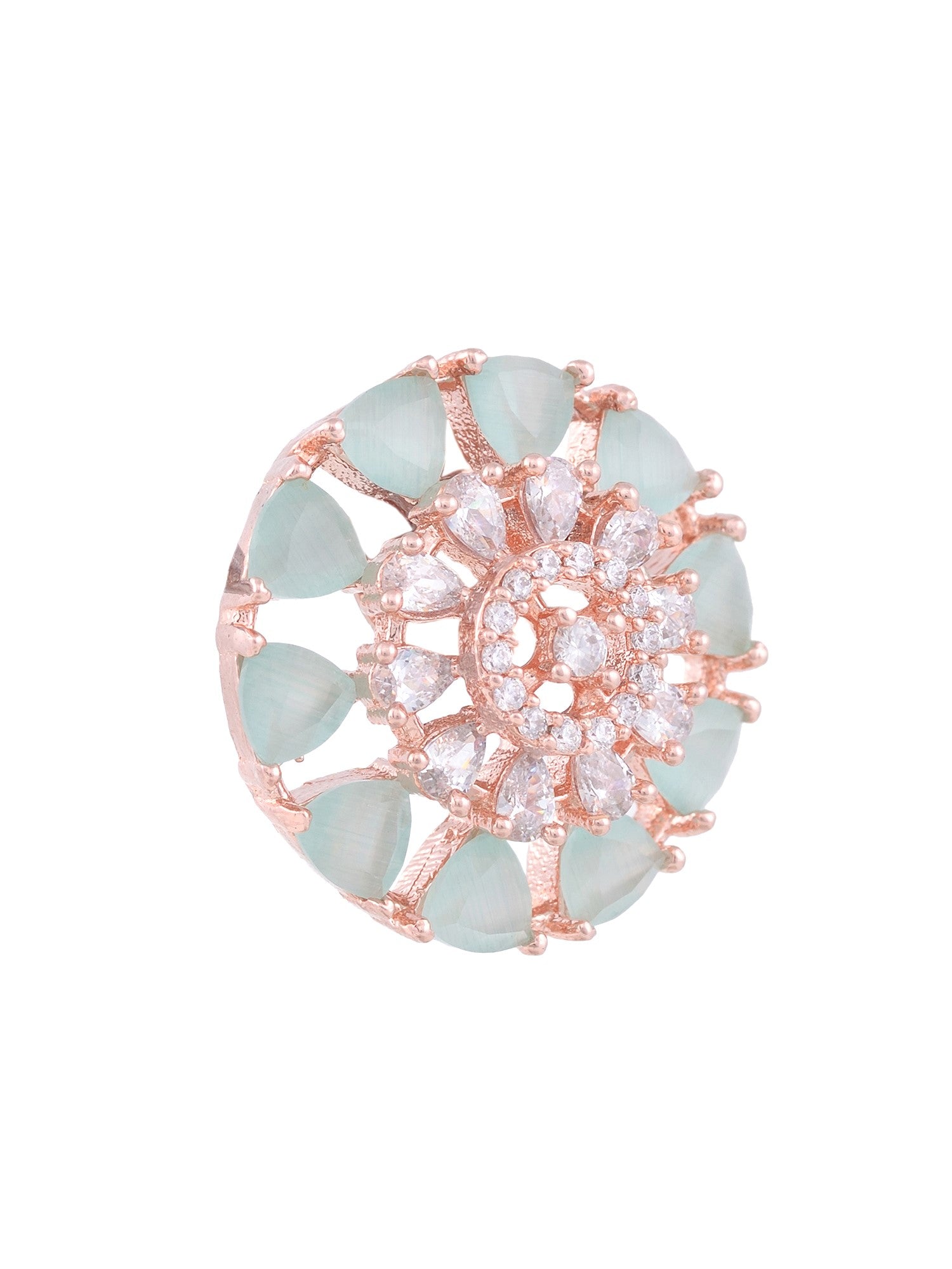 Subtle Light blue tops Turquoise studs AD handcrafted rose gold plated earrings