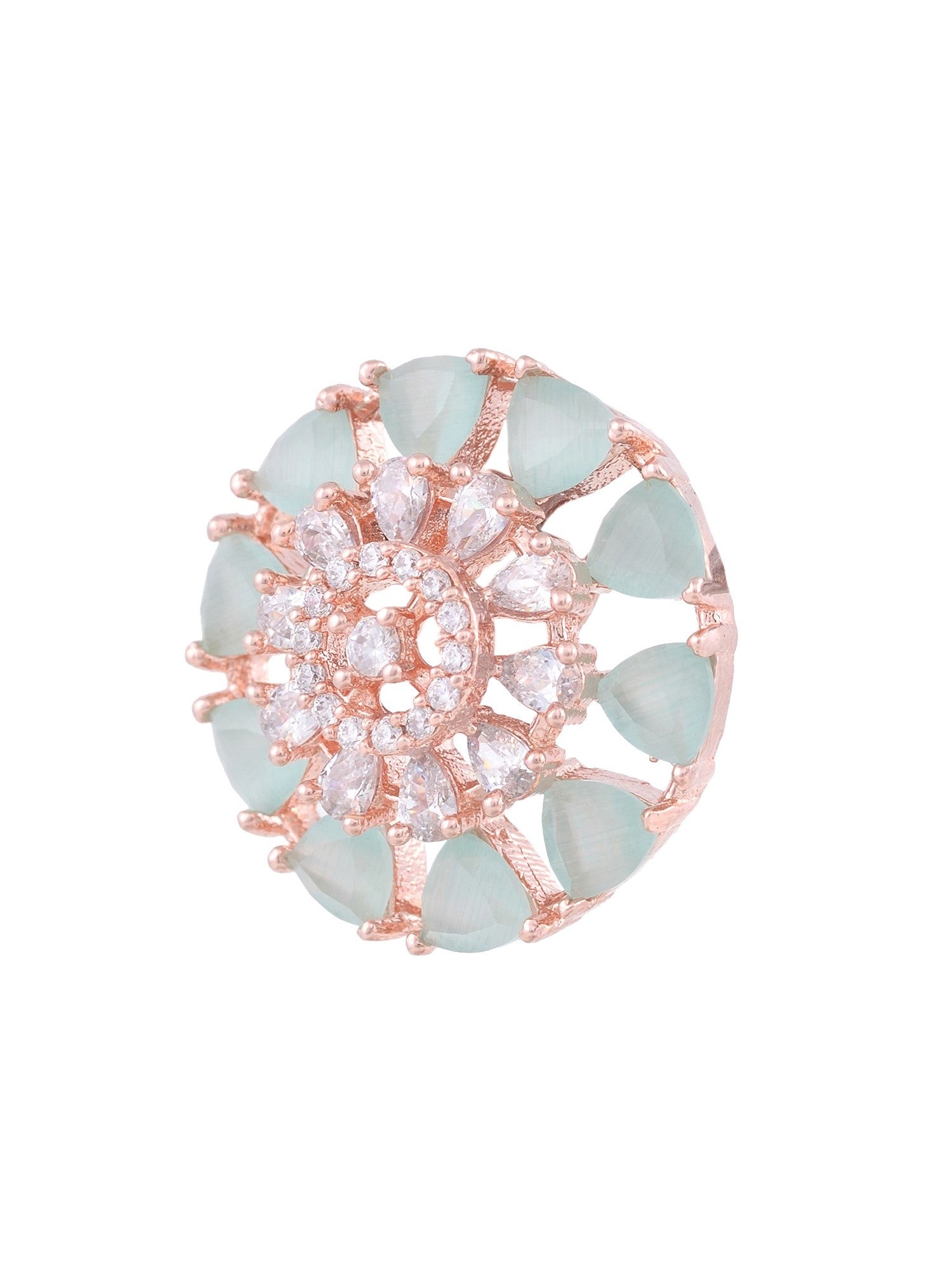 Subtle Light blue tops Turquoise studs AD handcrafted rose gold plated earrings