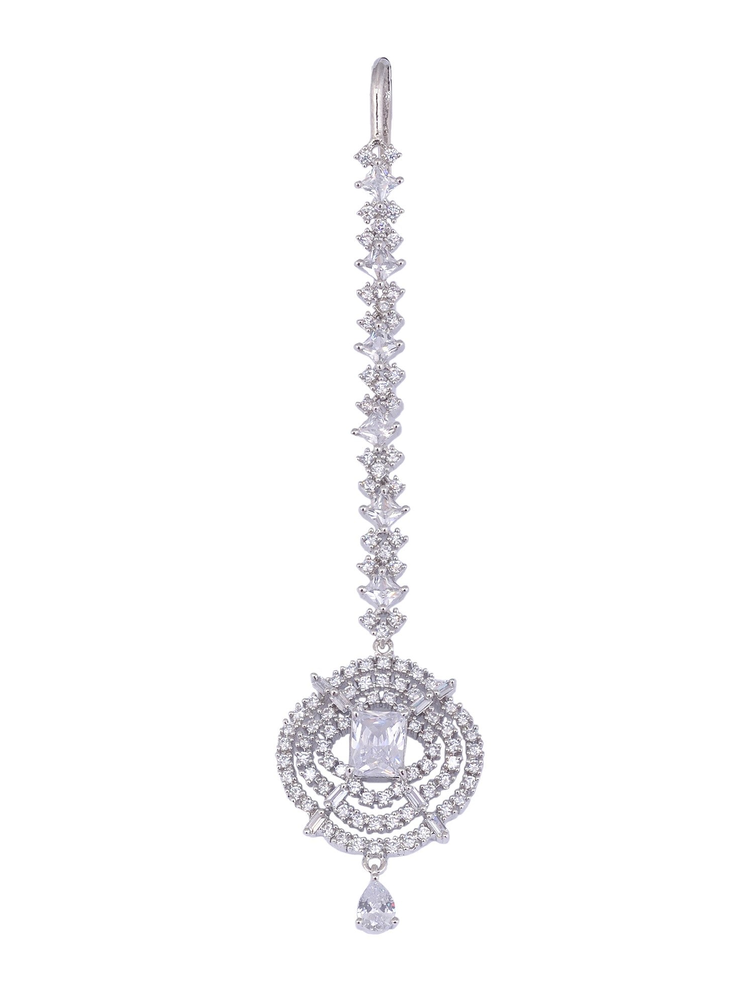 Solitaire Maang Tikka AD studded Silver plated for Women & Girls