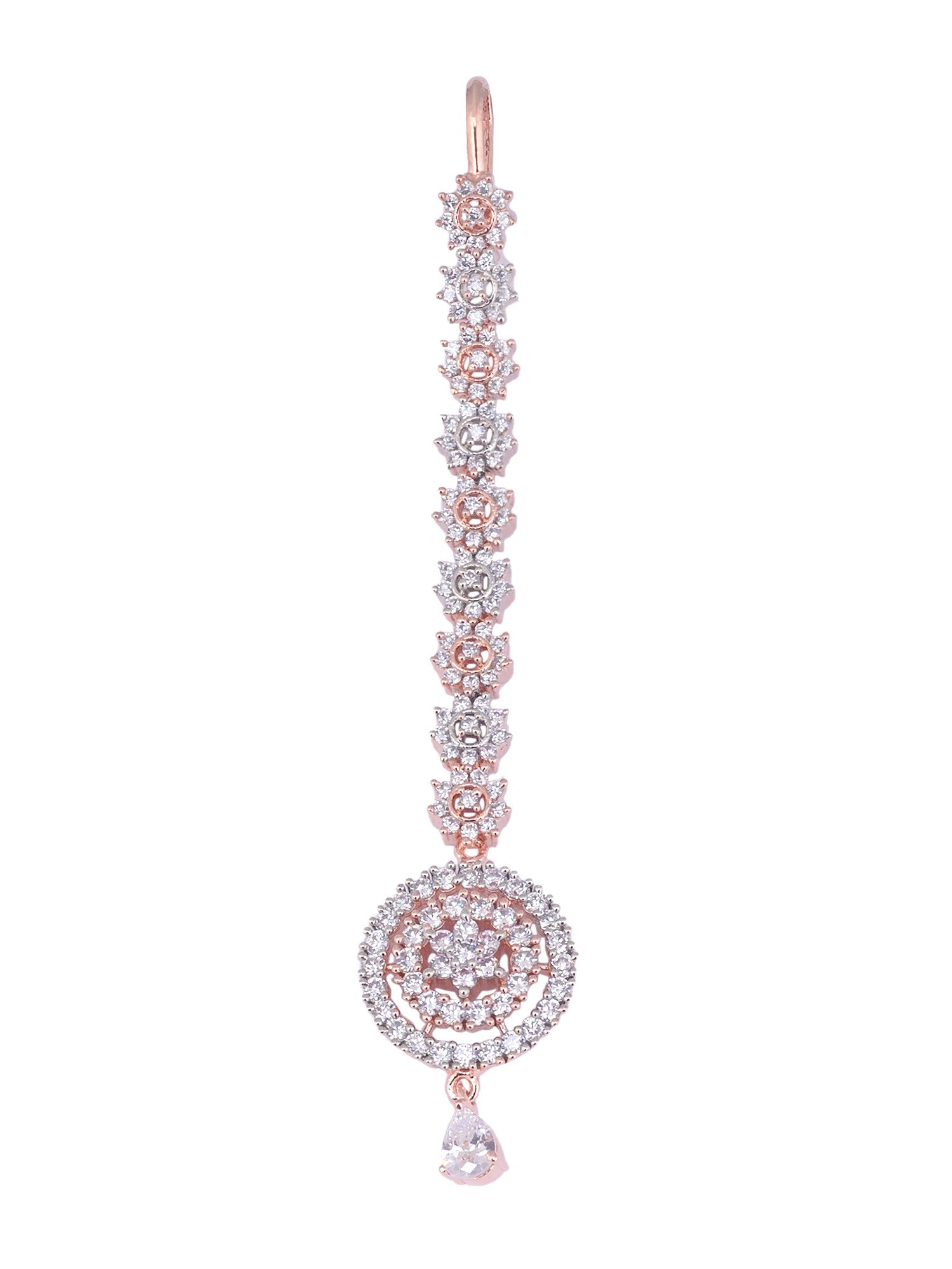 Intricate design Diamond Maang Tikka Rose Gold plated AD studded for Women & Girls