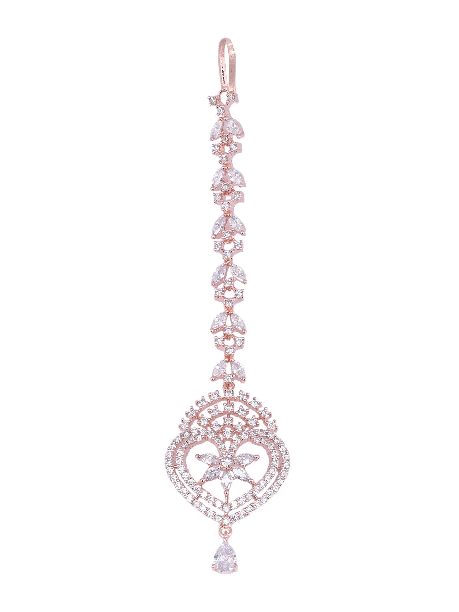 Heartshaped Diamond Maang Tikka Handcrafted & Designer AD studded For Women & Girls