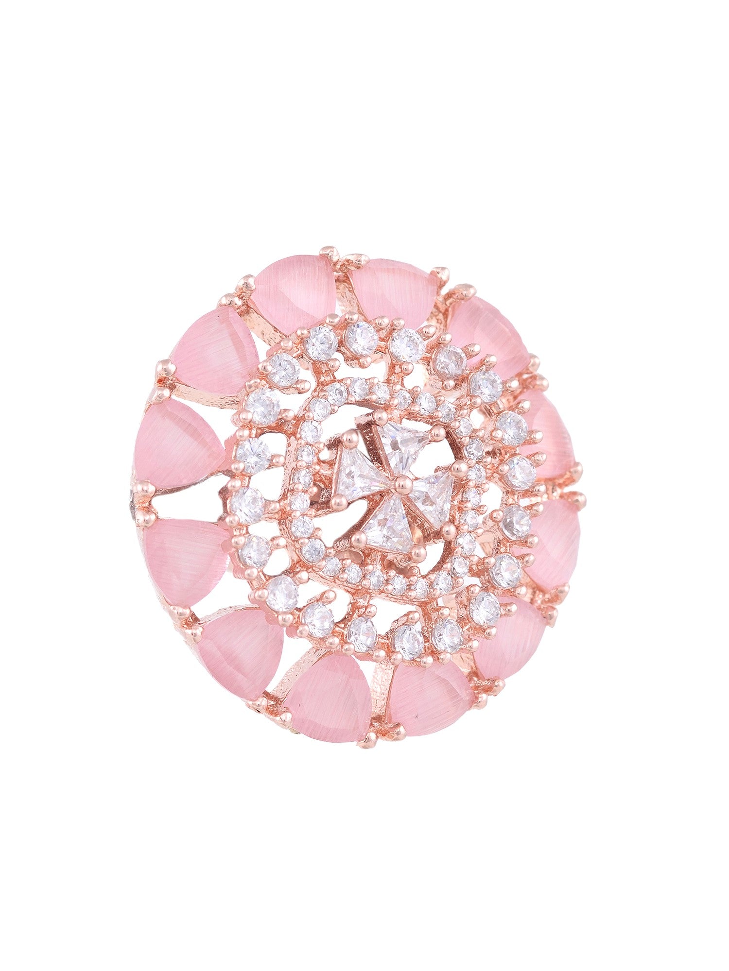 Subtle Light pink tops Rose Quatz studs AD handcrafted rose gold plated earrings