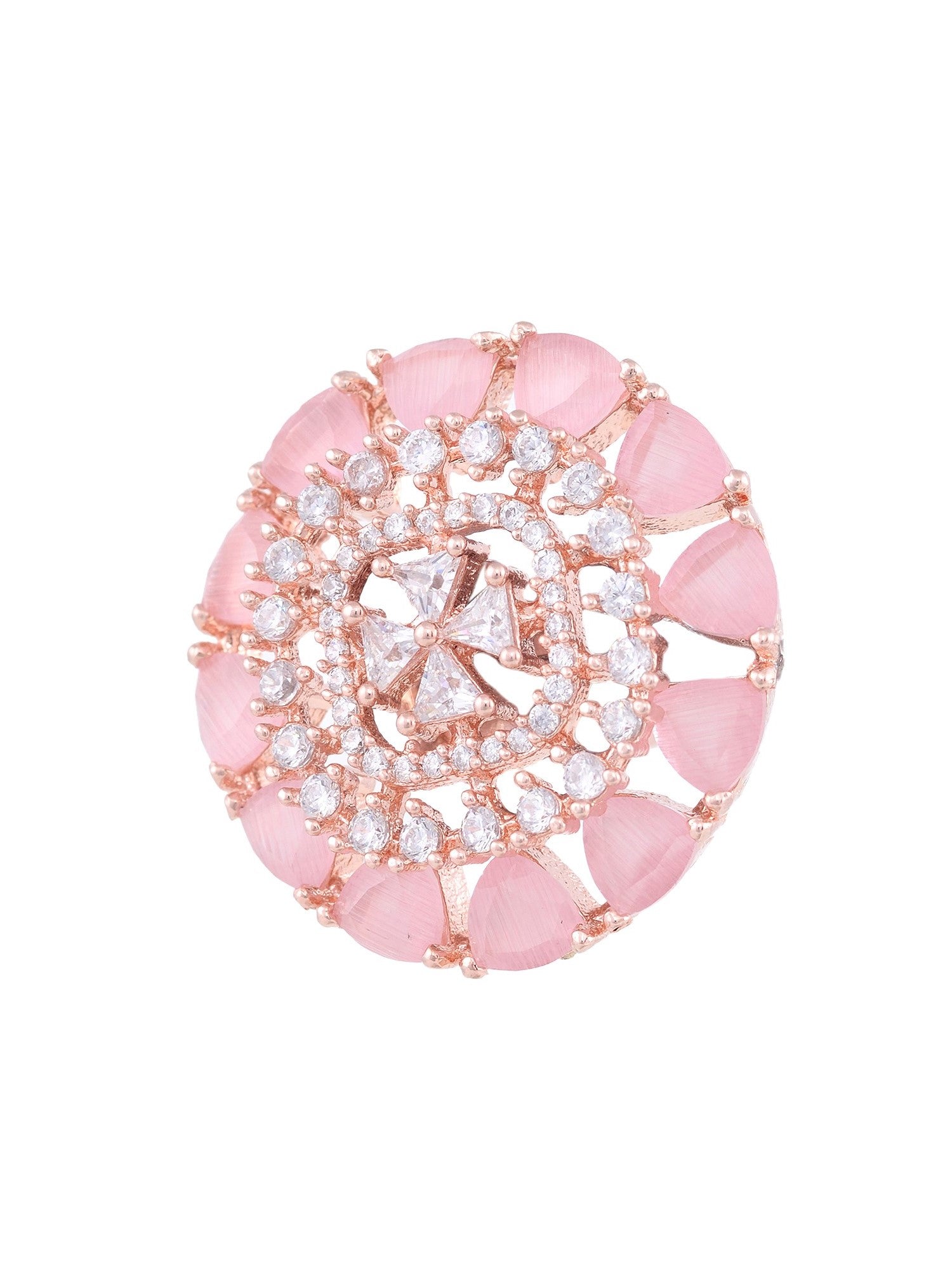 Subtle Light pink tops Rose Quatz studs AD handcrafted rose gold plated earrings