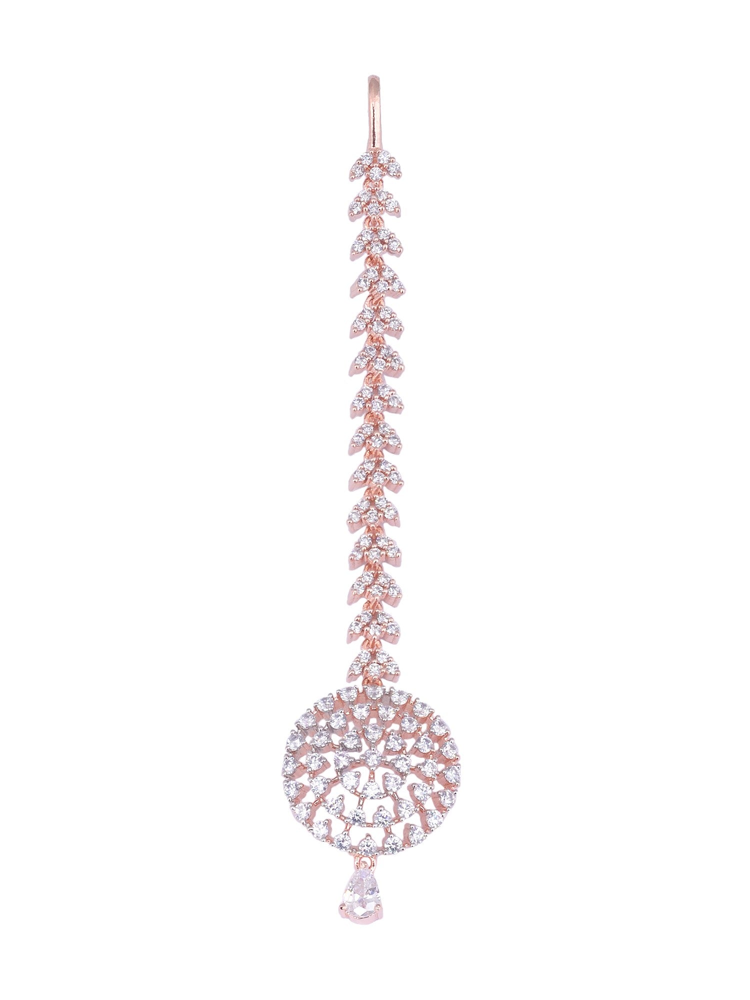 Simple Diamond Maang Tikka Rose Gold plated for Women & Girls