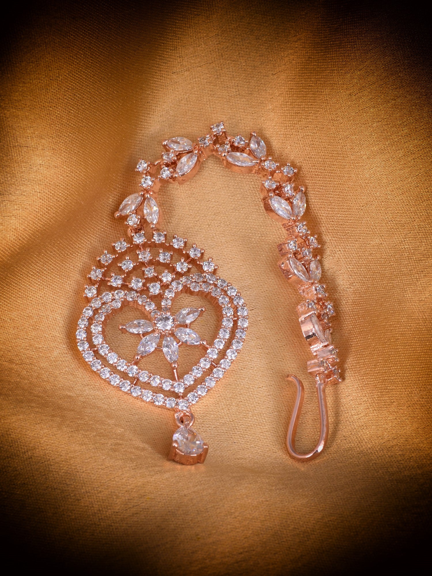 Heartshaped Diamond Maang Tikka Handcrafted & Designer AD studded For Women & Girls