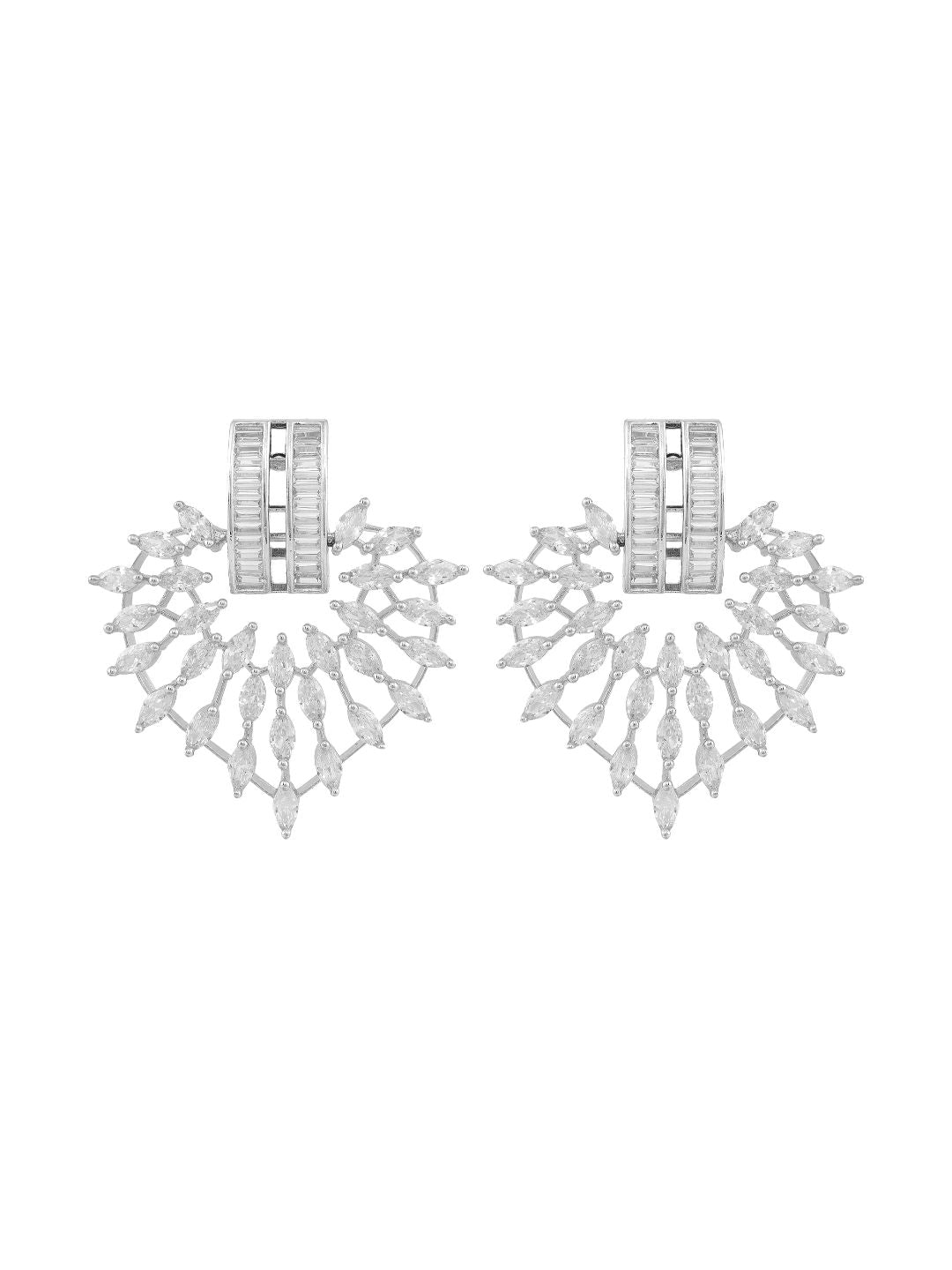 White Rhodium plated AD Heart studded handcrafted Heart shaped Earring for Women and Girls