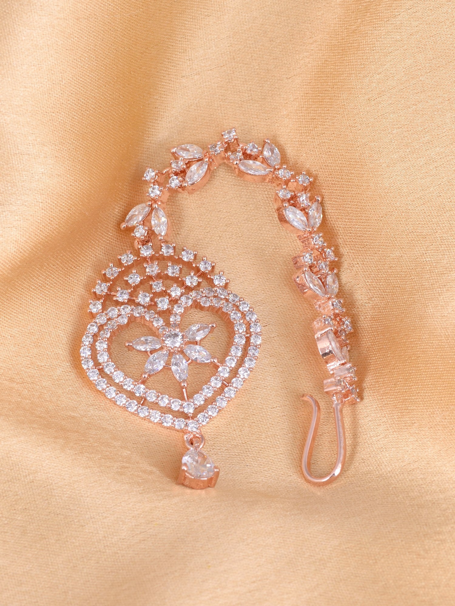 Heartshaped Diamond Maang Tikka Handcrafted & Designer AD studded For Women & Girls