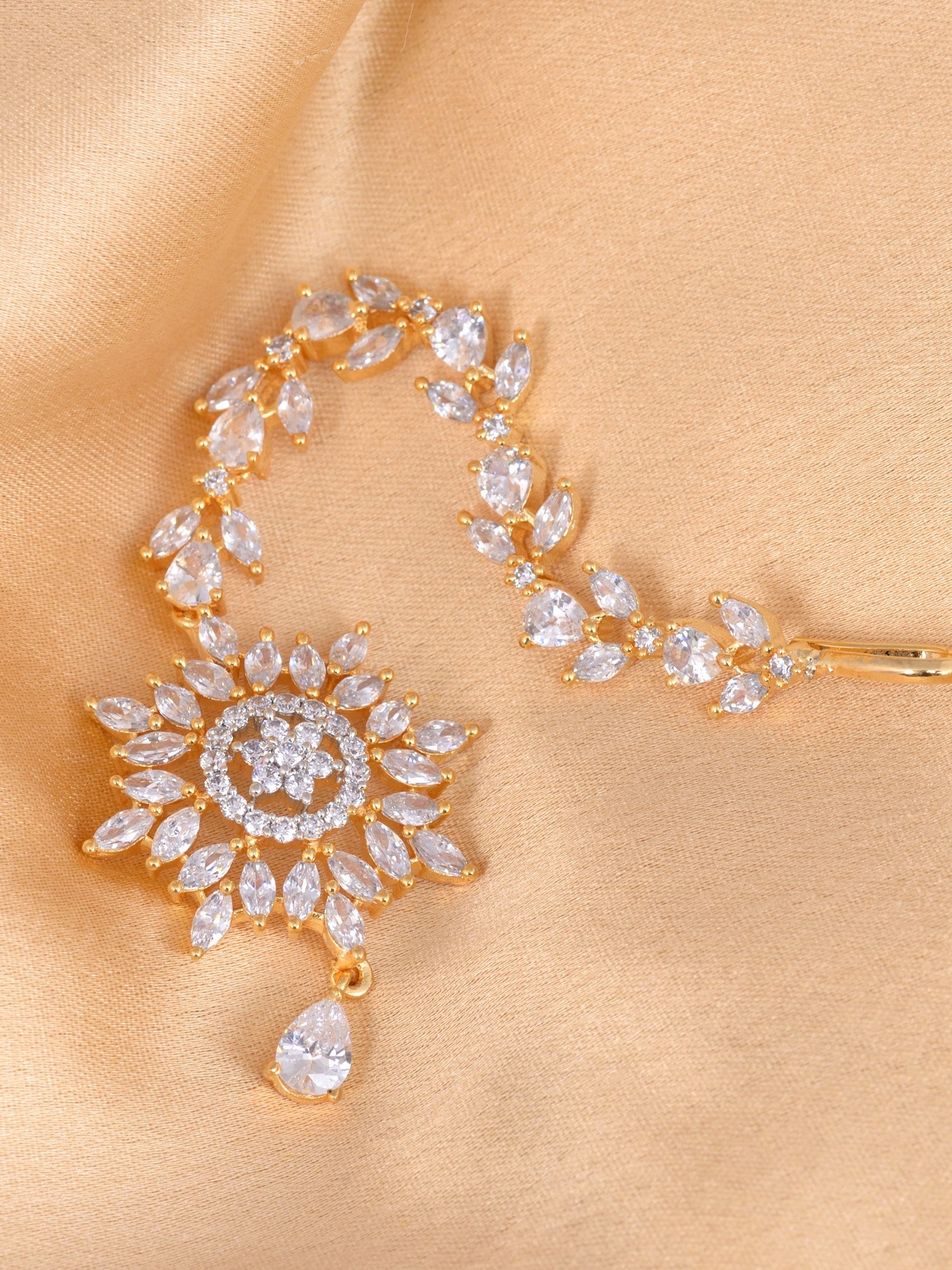 Gold plated Stylish Diamond Maang Tikka for Women & Girls