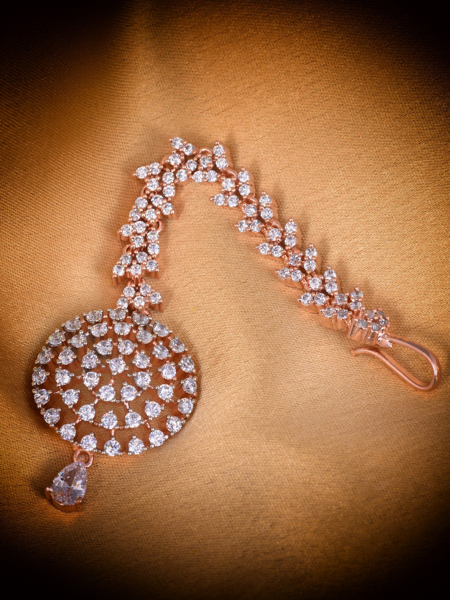 Simple Diamond Maang Tikka Rose Gold plated for Women & Girls