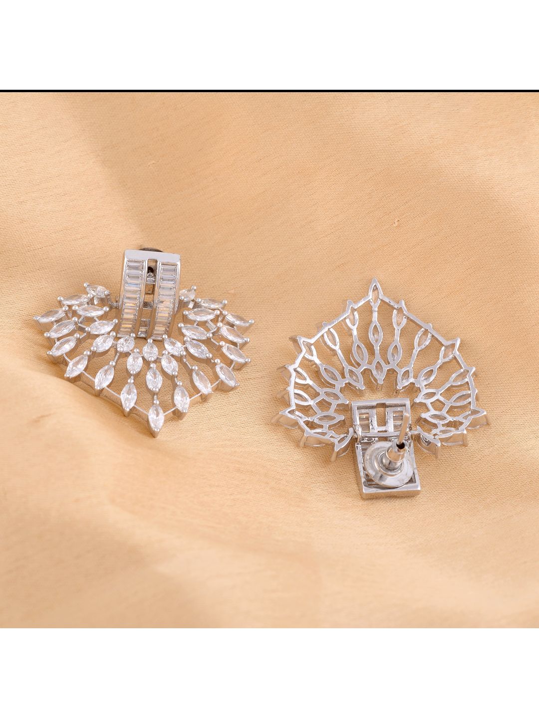 White Rhodium plated AD Heart studded handcrafted Heart shaped Earring for Women and Girls