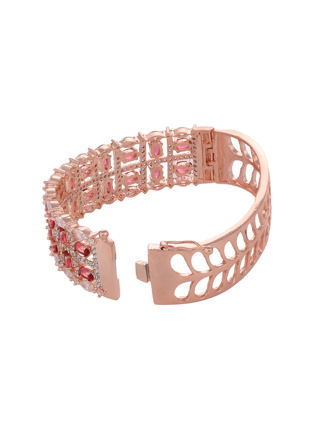 Rose Gold Plated Red AD Studded Bangle Bracelet