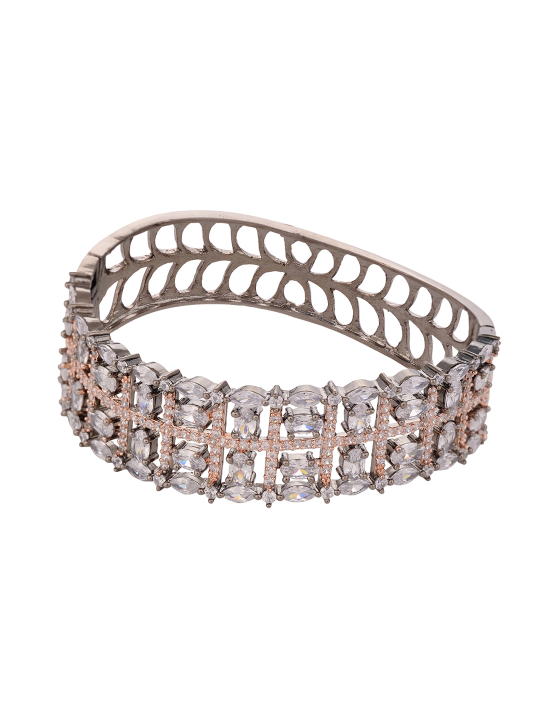 Rose Gold & Gun Metal Plated AD Bangle Bracelet