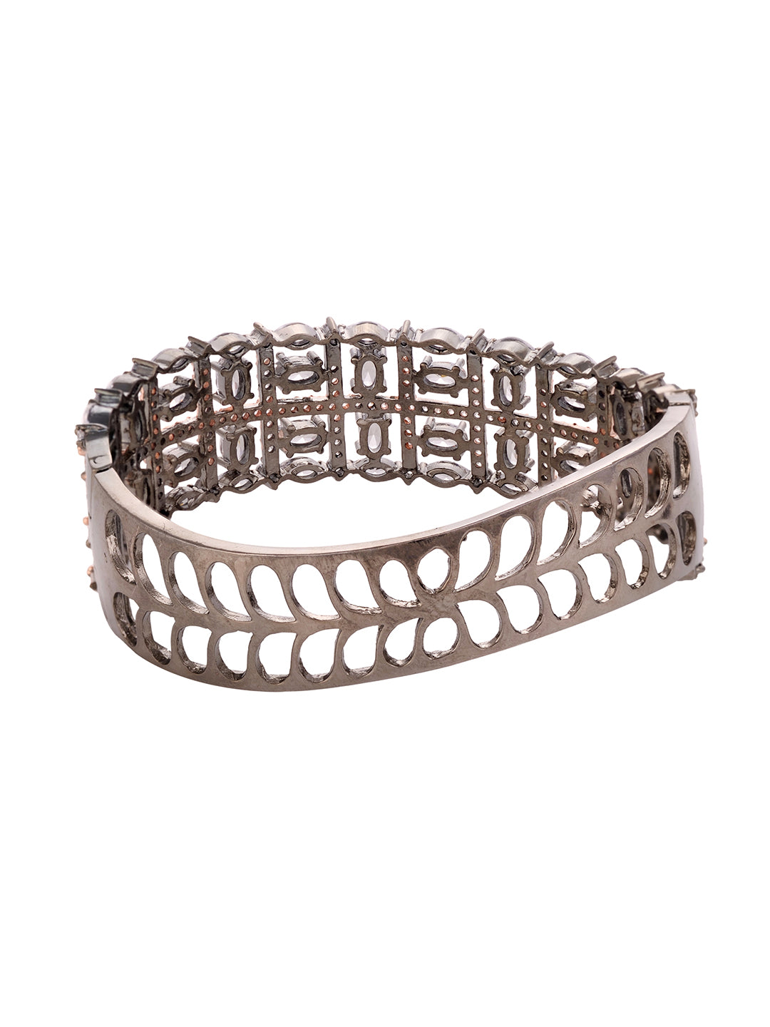 Rose Gold & Gun Metal Plated AD Bangle Bracelet