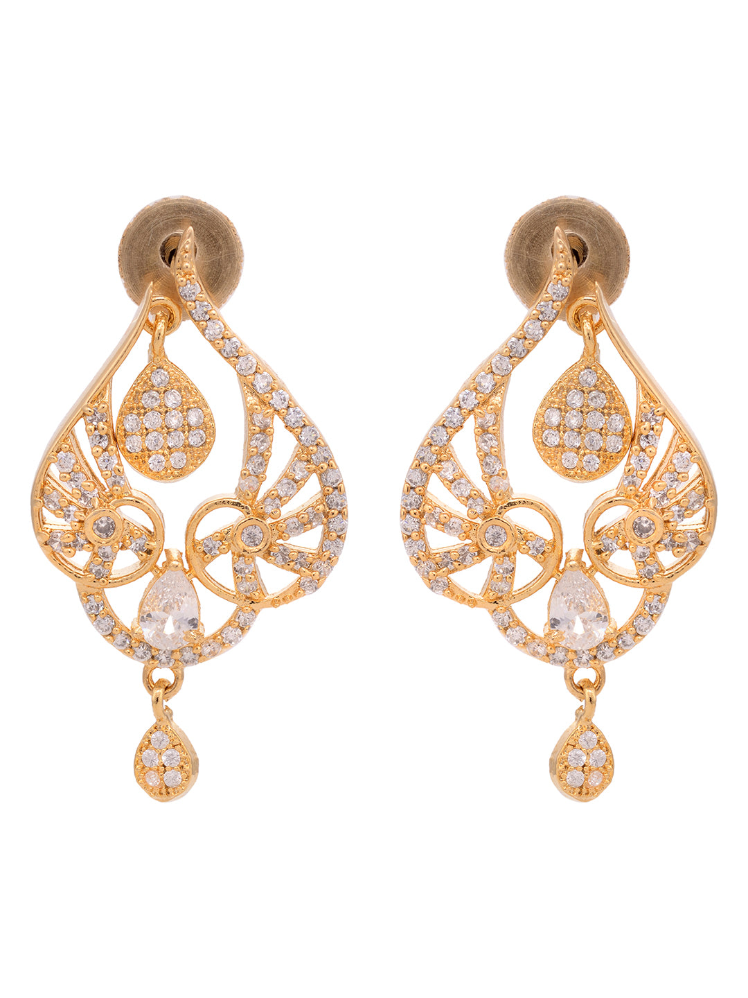 Gold Plated White AD studded handcrafted Stud Earrings