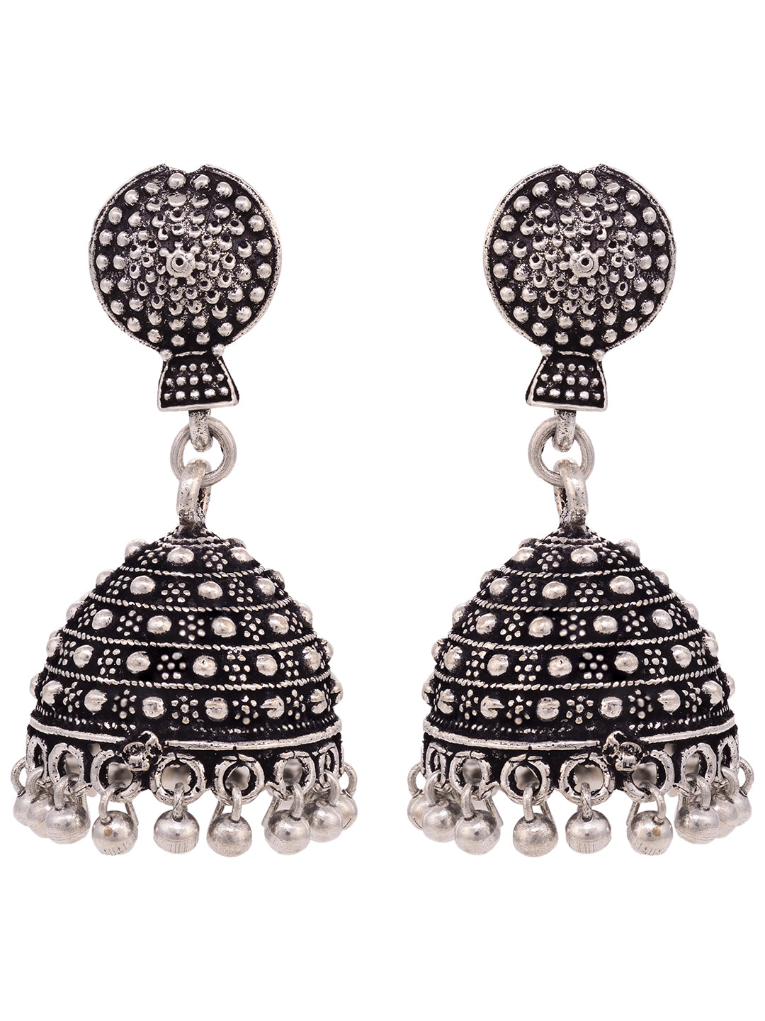 Silver Toned Jhumka Earrings